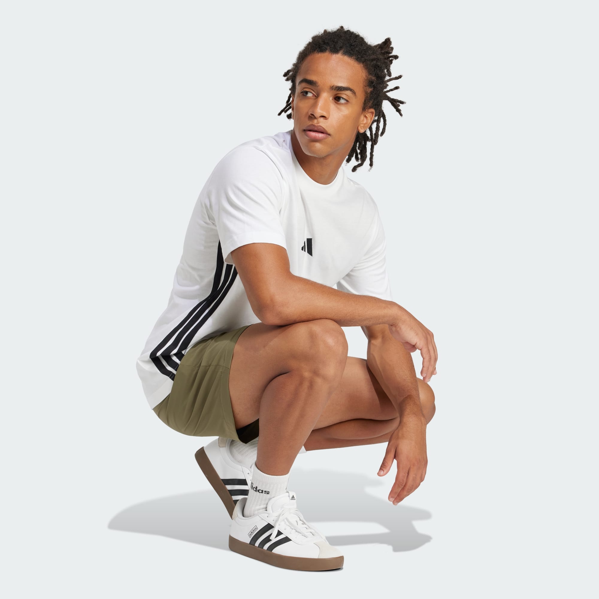 Adidas Men's 3-Stripes Single Jersey White Tee