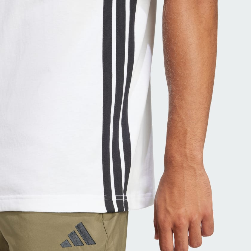 Adidas Men's 3-Stripes Single Jersey White Tee
