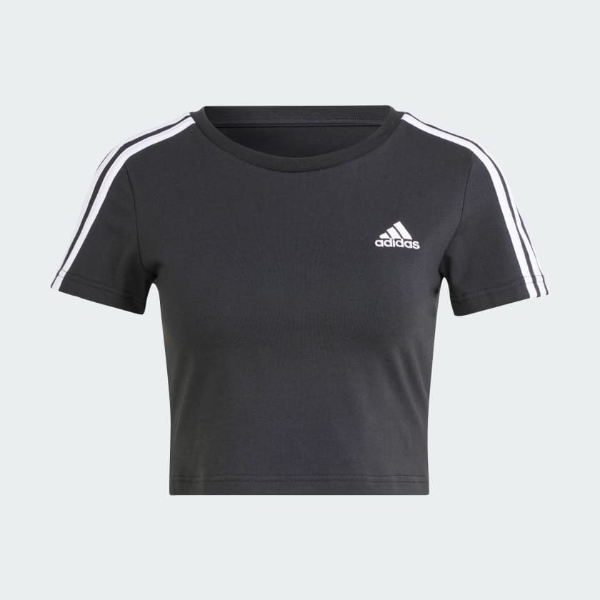 Adidas Women's Essentials 3s Black Baby Tee