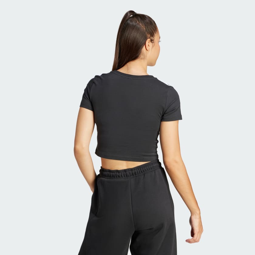 Adidas Women's Essentials 3s Black Baby Tee
