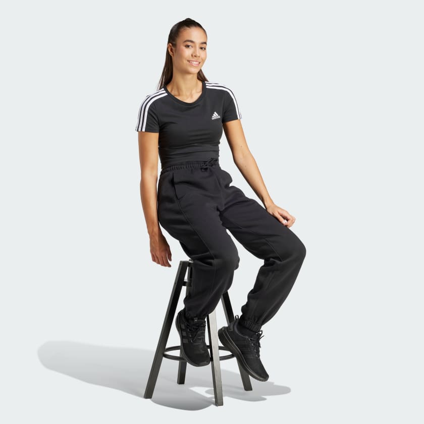 Adidas Women's Essentials 3s Black Baby Tee
