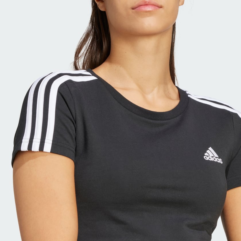 Adidas Women's Essentials 3s Black Baby Tee