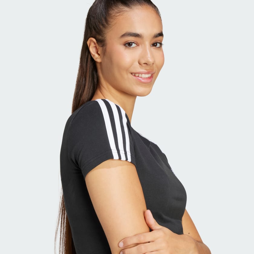 Adidas Women's Essentials 3s Black Baby Tee