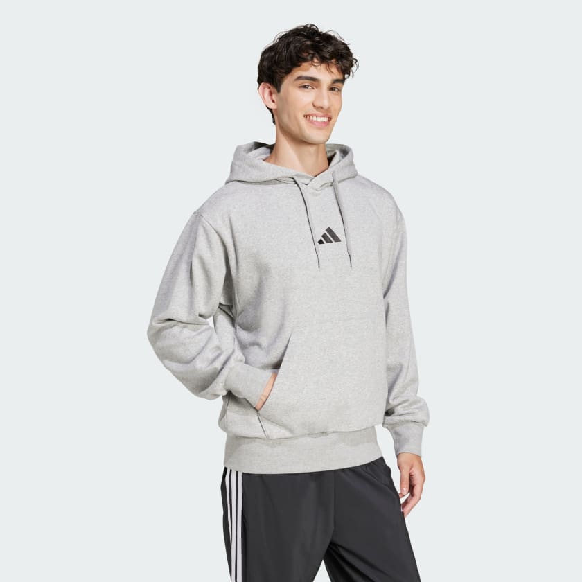 Adidas Men's Feelcozy Fleece Grey Hoodie
