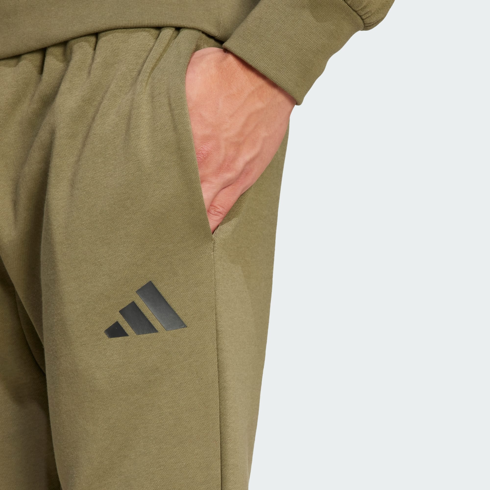 Adidas Men's Essentials Feelcozy Fleece Olive Trackpants