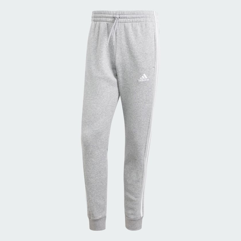 ADIDAS MEN'S 3-STRIPE FLEECE GREY PANTS