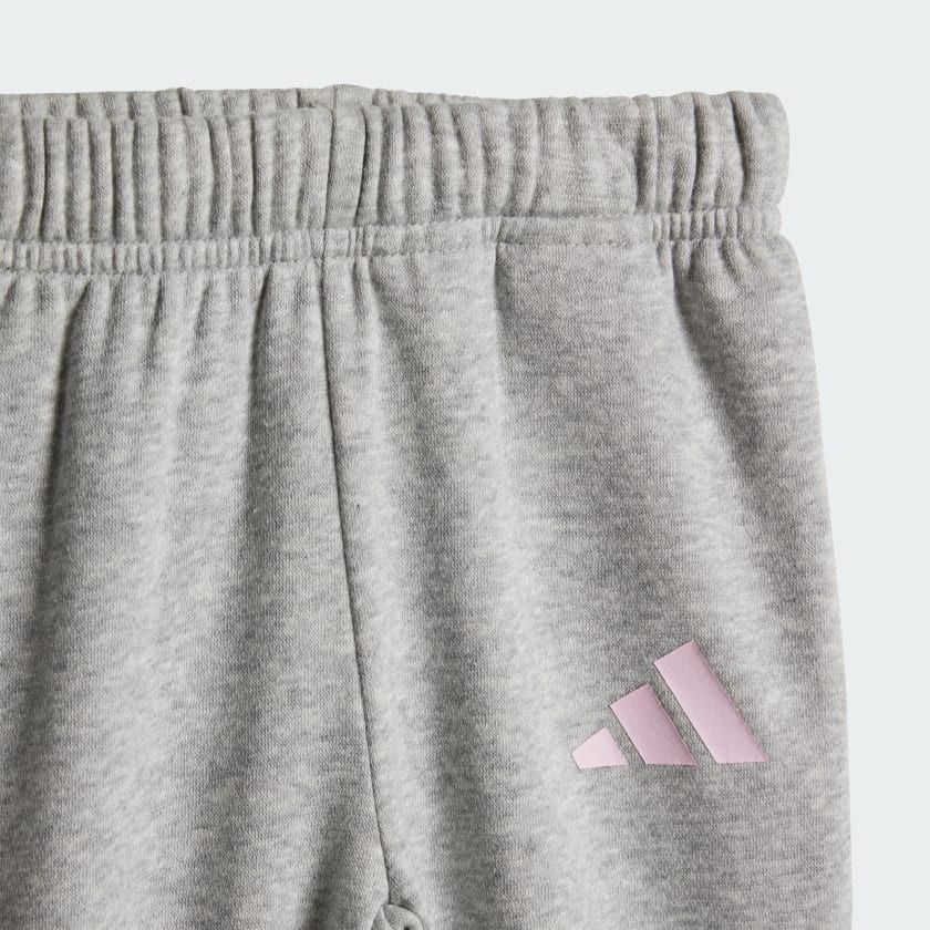 Adidas Kid's Essentials Joggers Fleece Pink/Grey Tracksuit Set