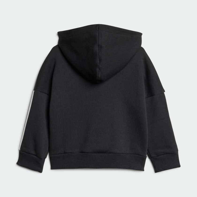 ADIDAS KID'S 3-STRIPES FLEECE BLACK JOGGER SET