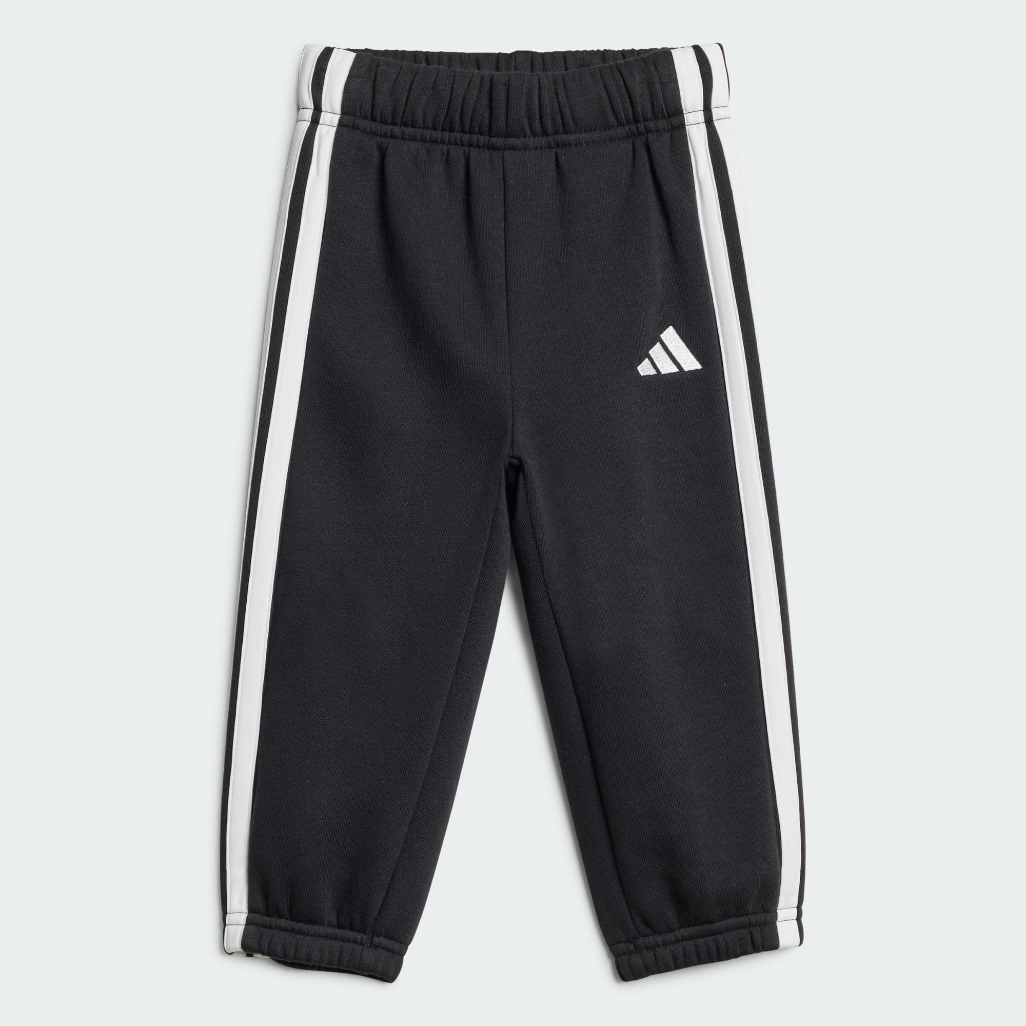ADIDAS KID'S 3-STRIPES FLEECE BLACK JOGGER SET