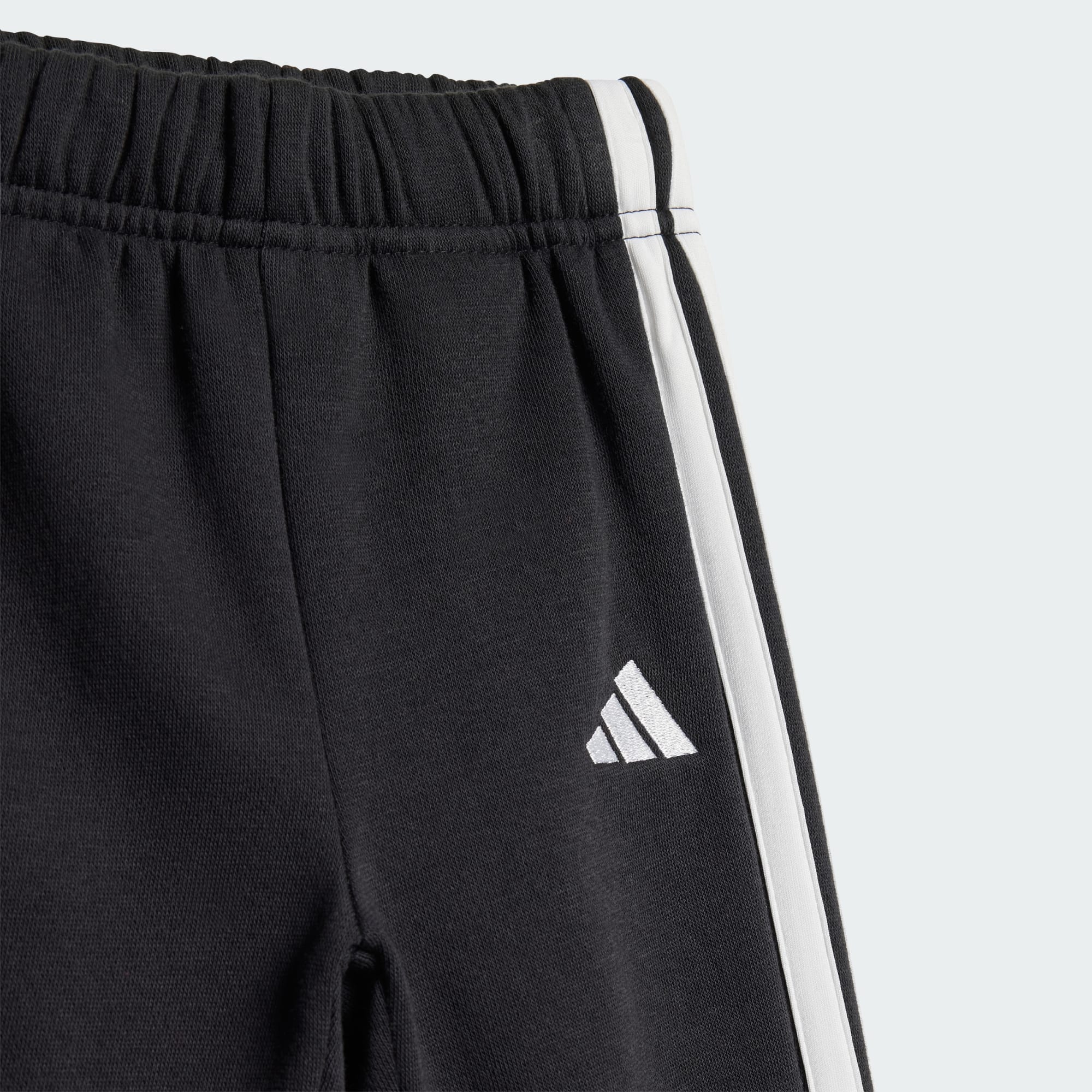 ADIDAS KID'S 3-STRIPES FLEECE BLACK JOGGER SET