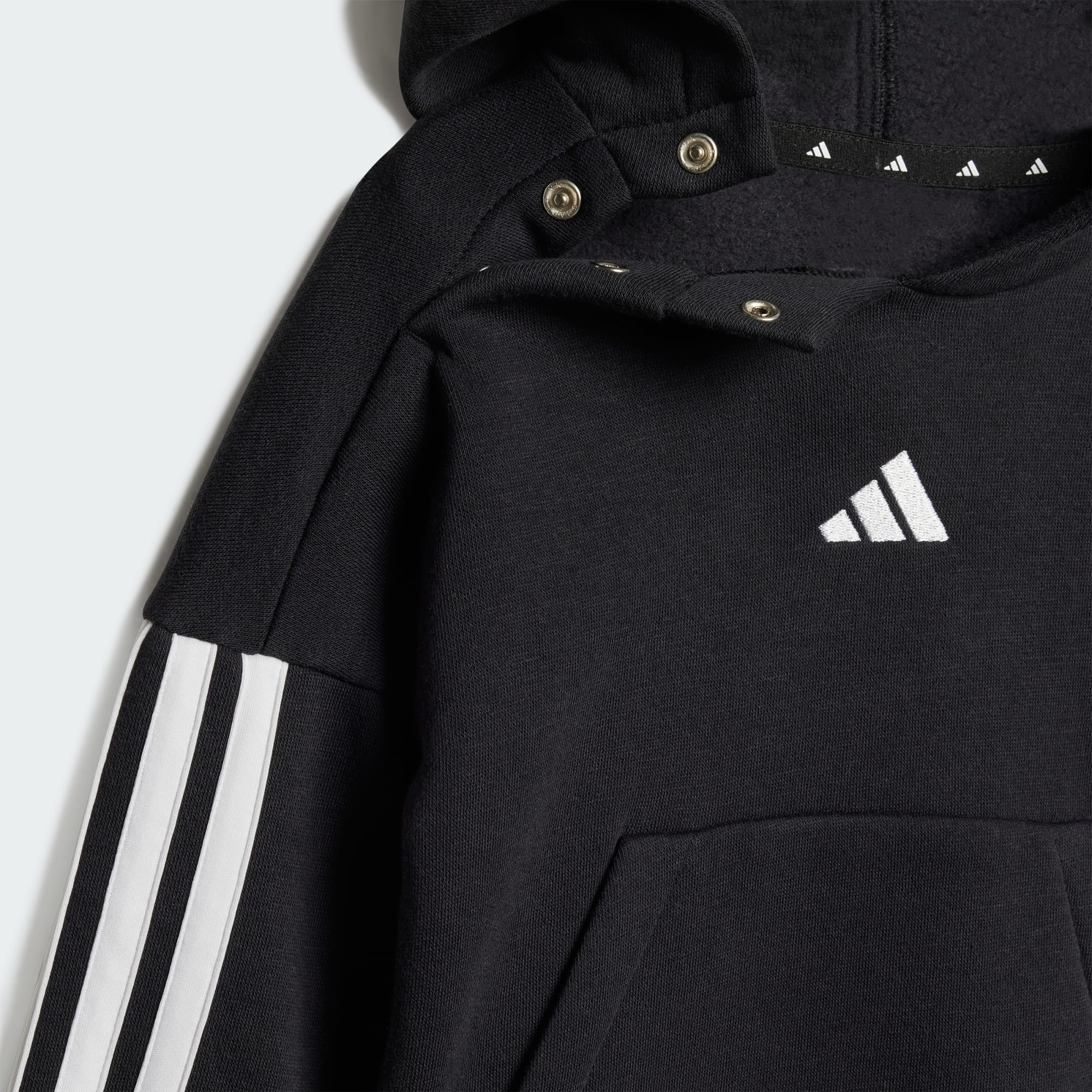 ADIDAS KID'S 3-STRIPES FLEECE BLACK JOGGER SET