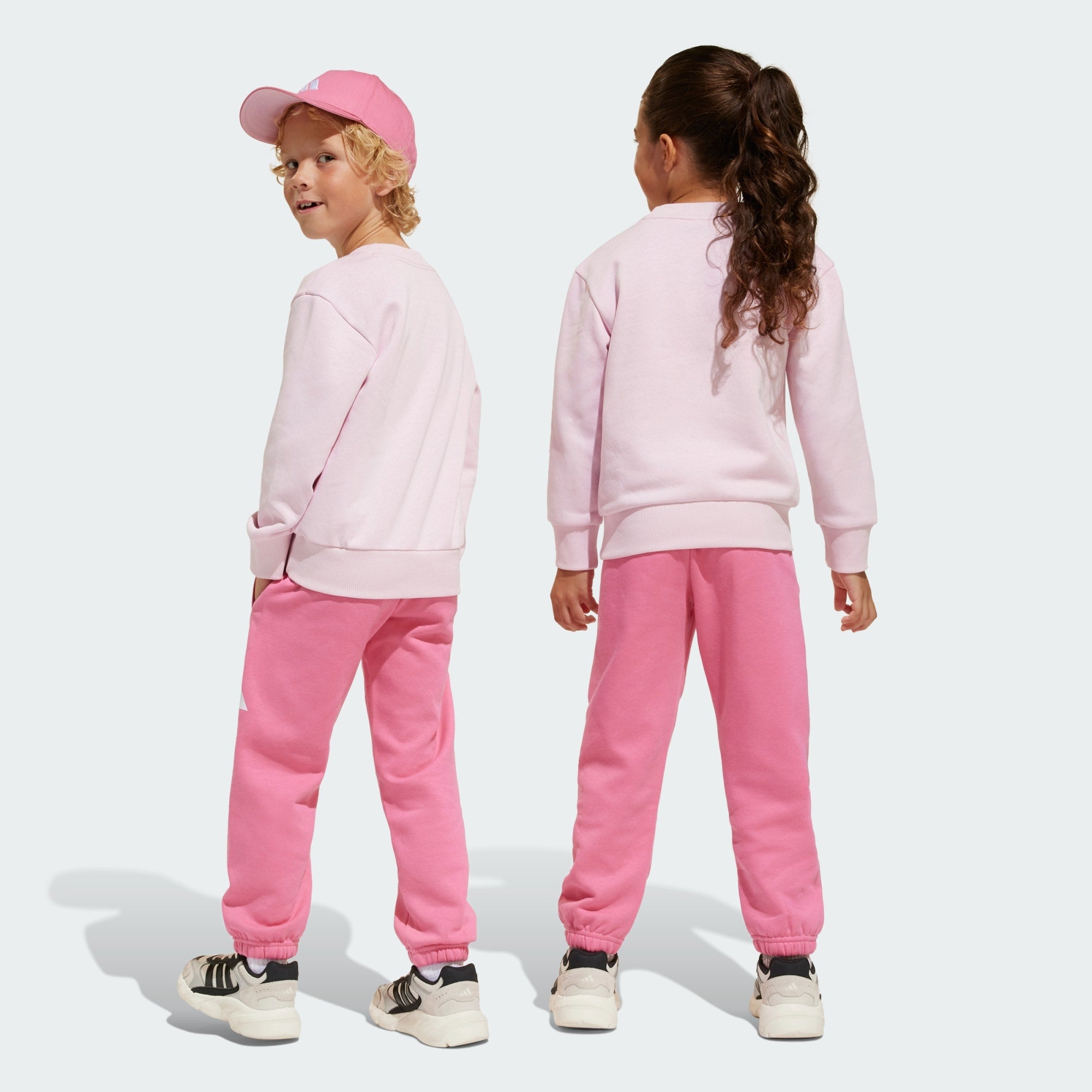 ADIDAS KID'S BIG LOGO FLEECE PINK JOGGERS SET