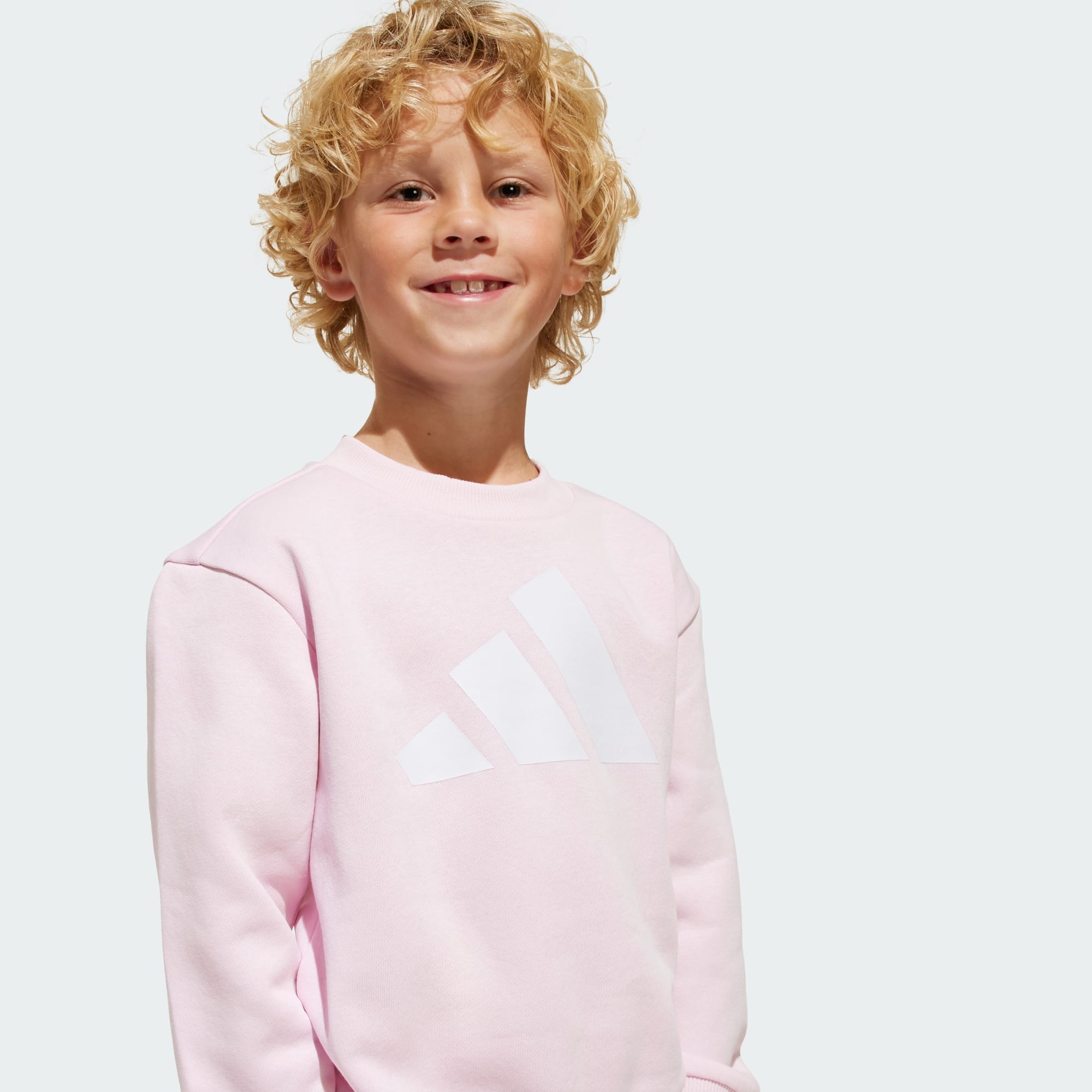 ADIDAS KID'S BIG LOGO FLEECE PINK JOGGERS SET