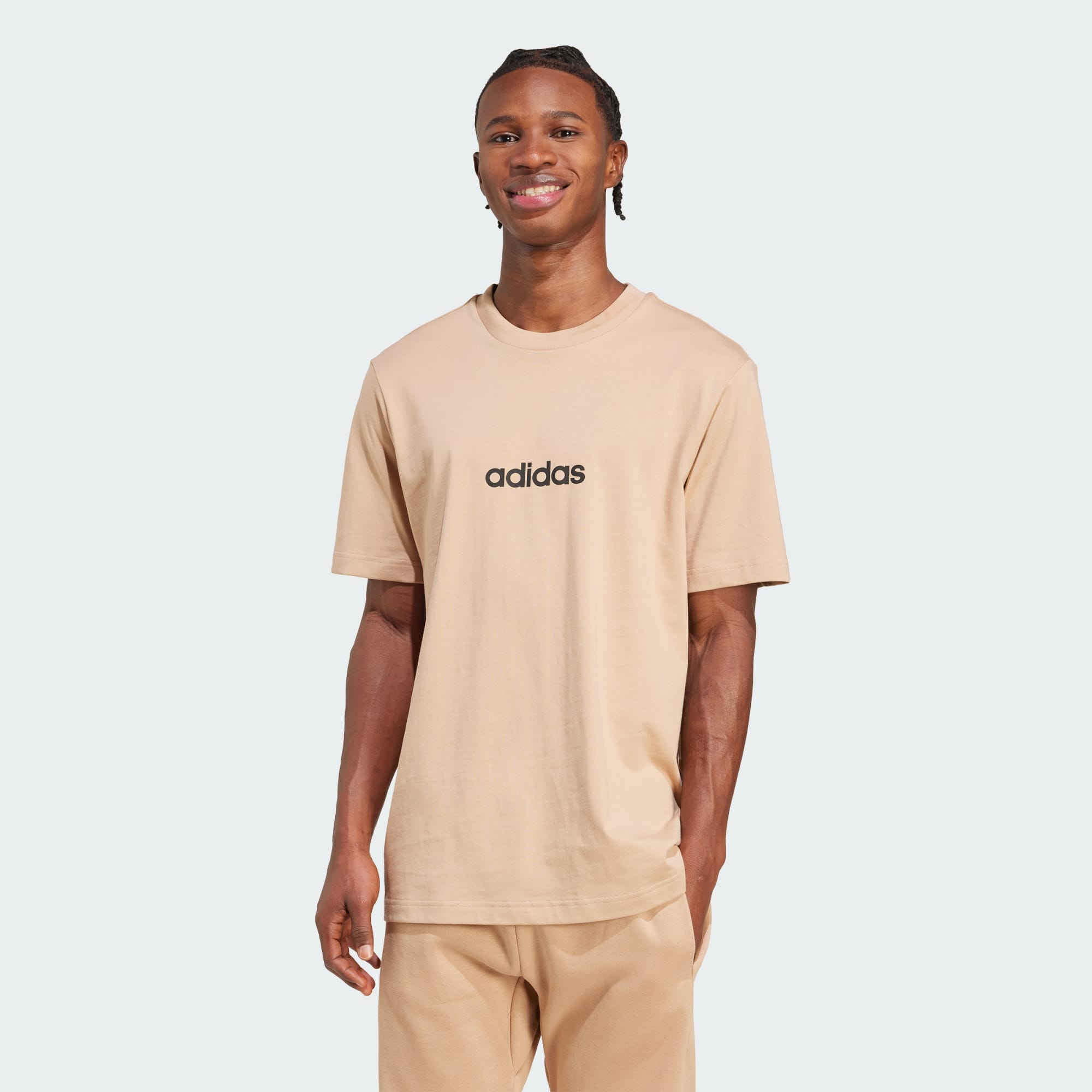 Adidas Men's Linear Small Logo Sandstone Tee