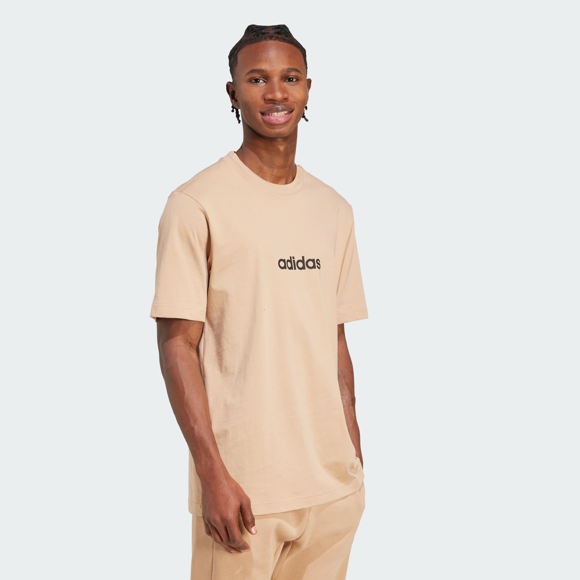 Adidas Men's Linear Small Logo Sandstone Tee