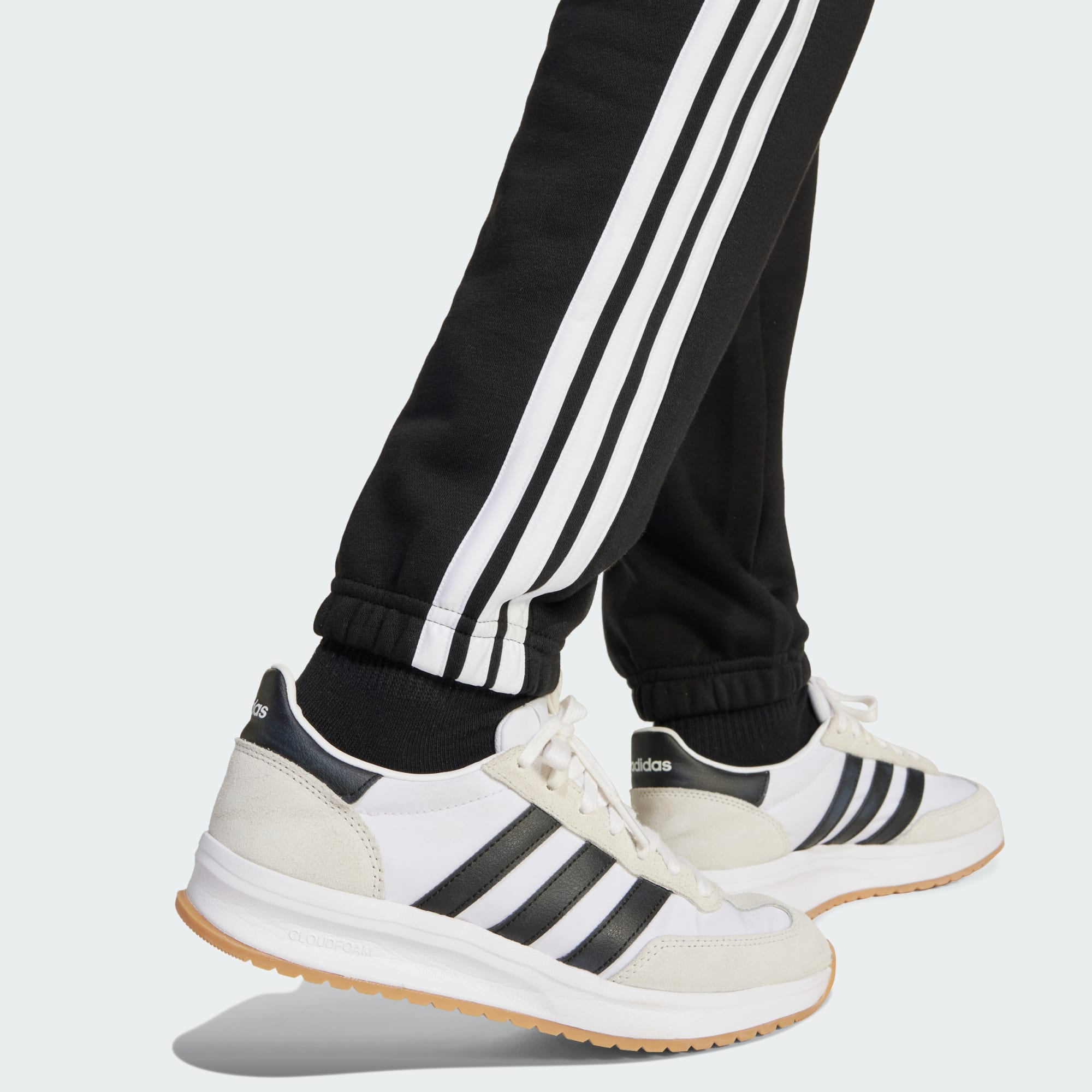 Adidas Kid's 3-Stripes Fleece Black Trackpant