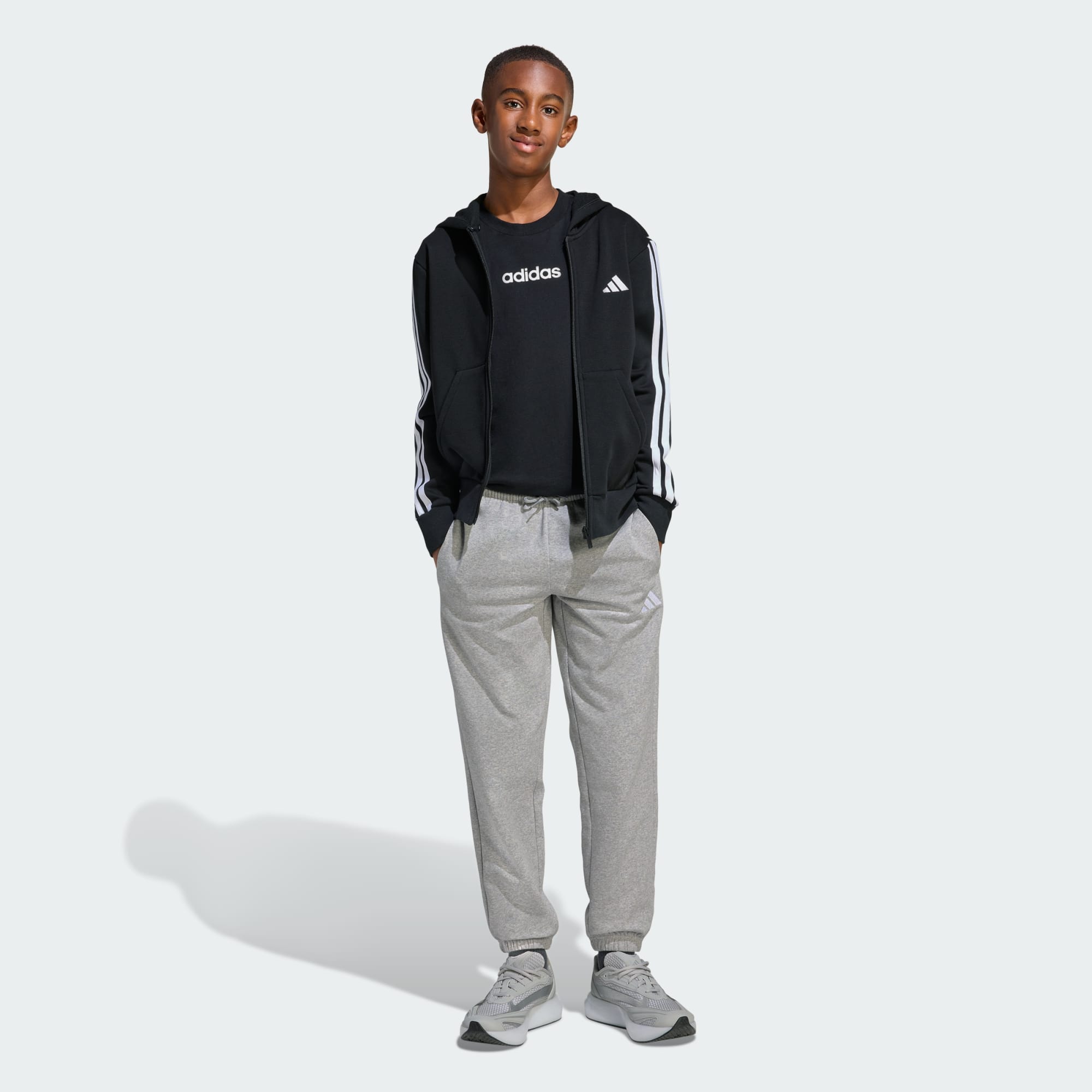 Adidas Kid's Small Logo Essentials Fleece Grey Trackpants
