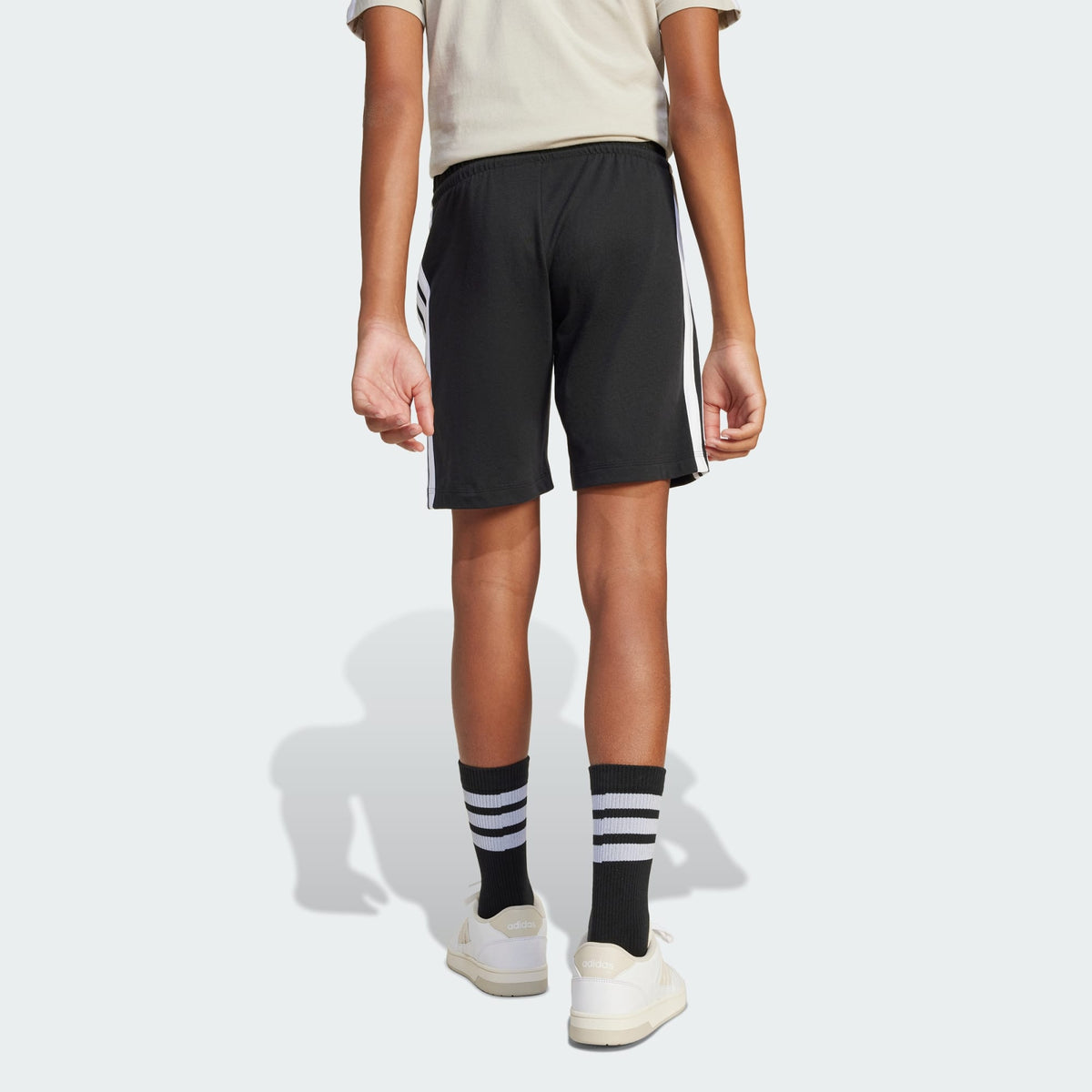 ADIDAS KID'S ESSENTIALS 3-STRIPE BLACK/WHITE SHORTS