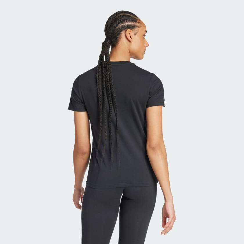 Adidas Women's Loungewear Essentials Slim 3-Stripes Black Tee
