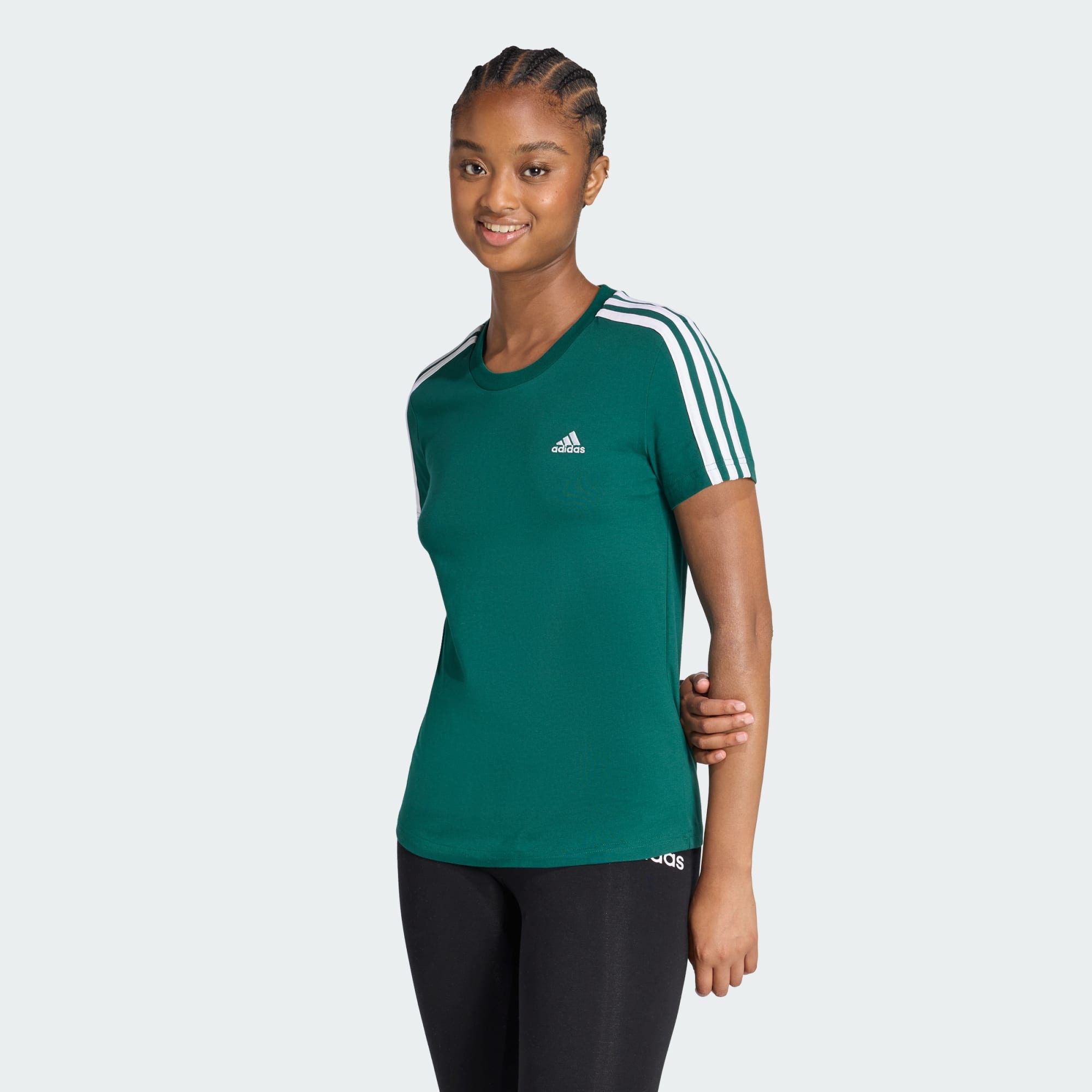 Adidas Women's 3-Stripes Green Tee