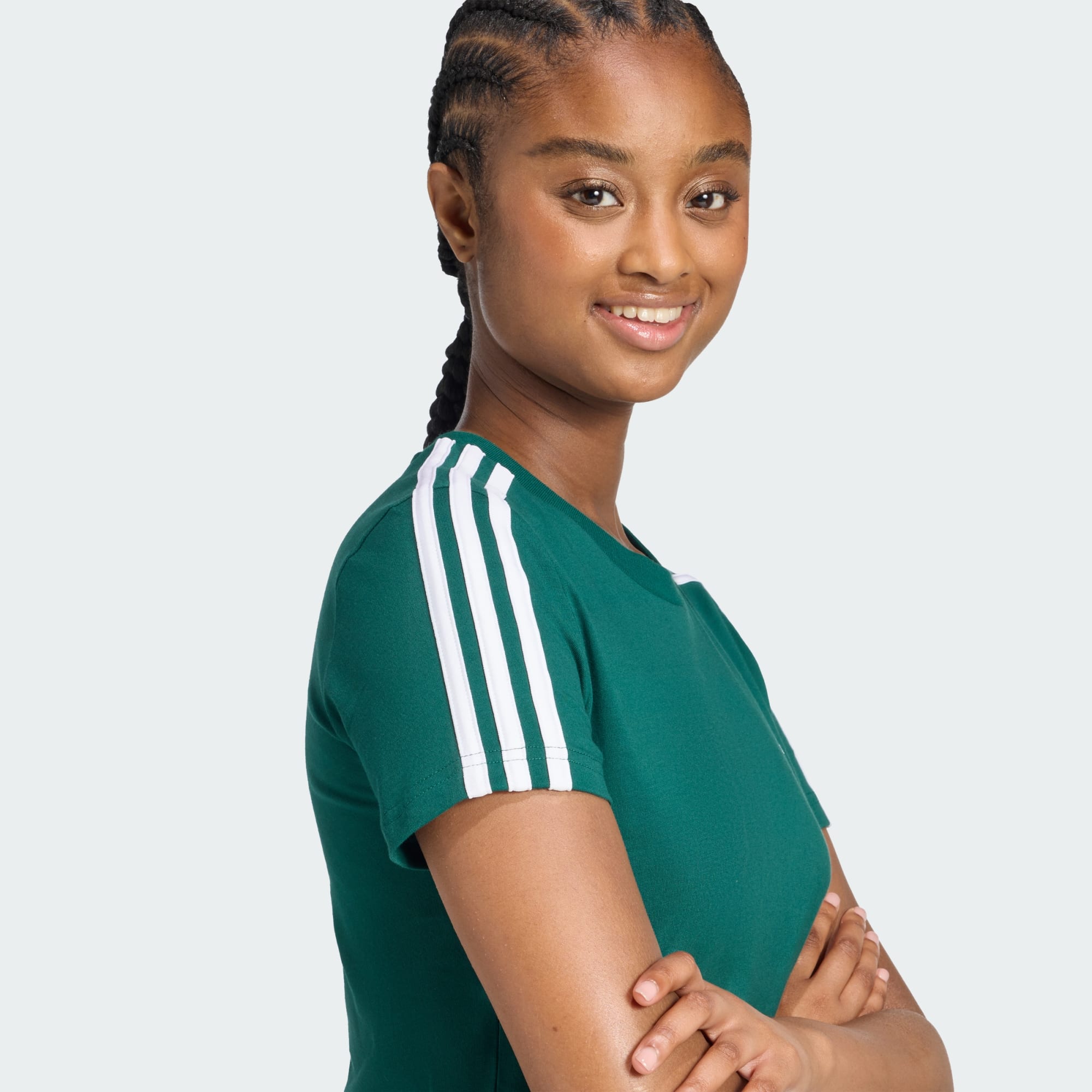 Adidas Women's 3-Stripes Green Tee