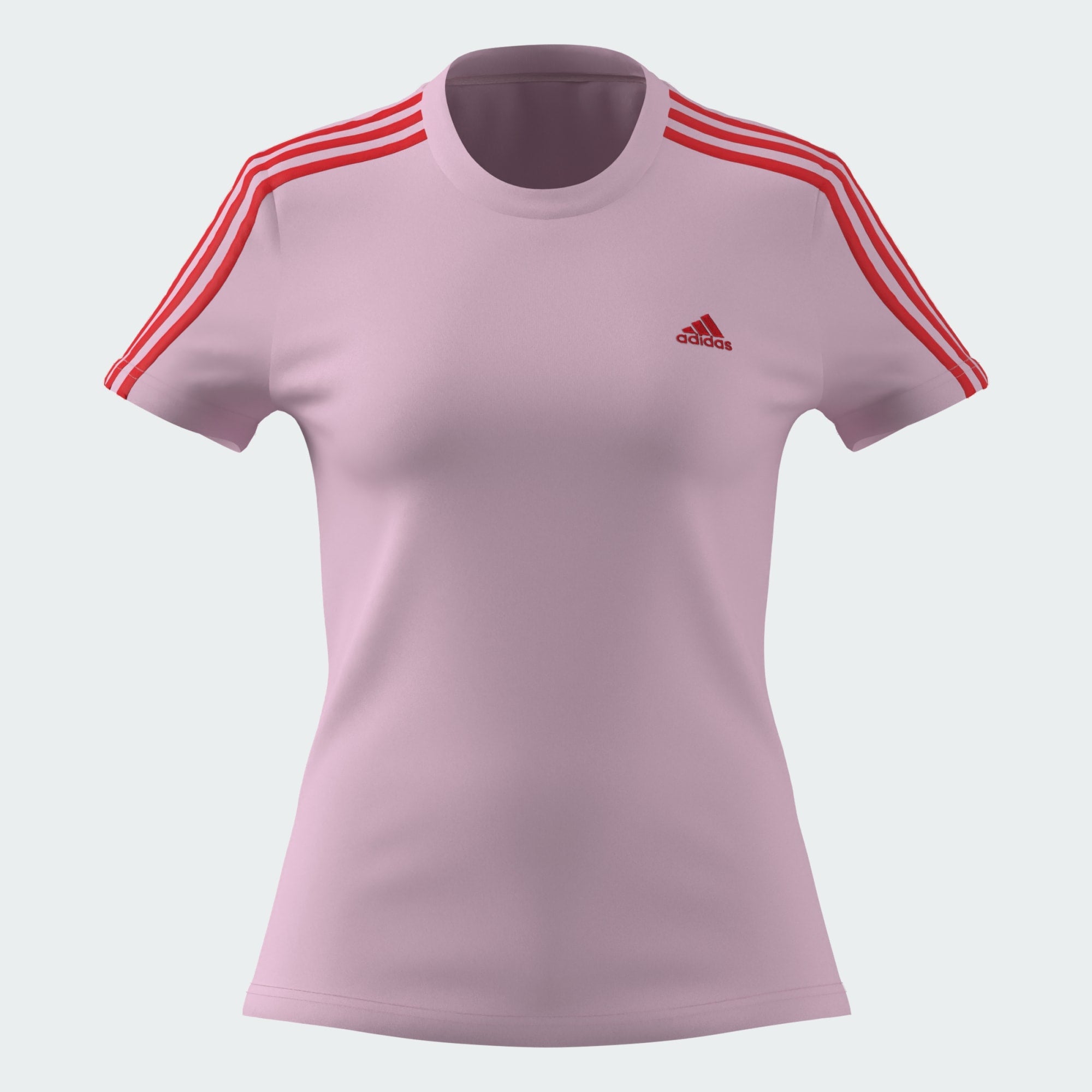 Adidas Women's Slim 3-Stripes Pink Tee