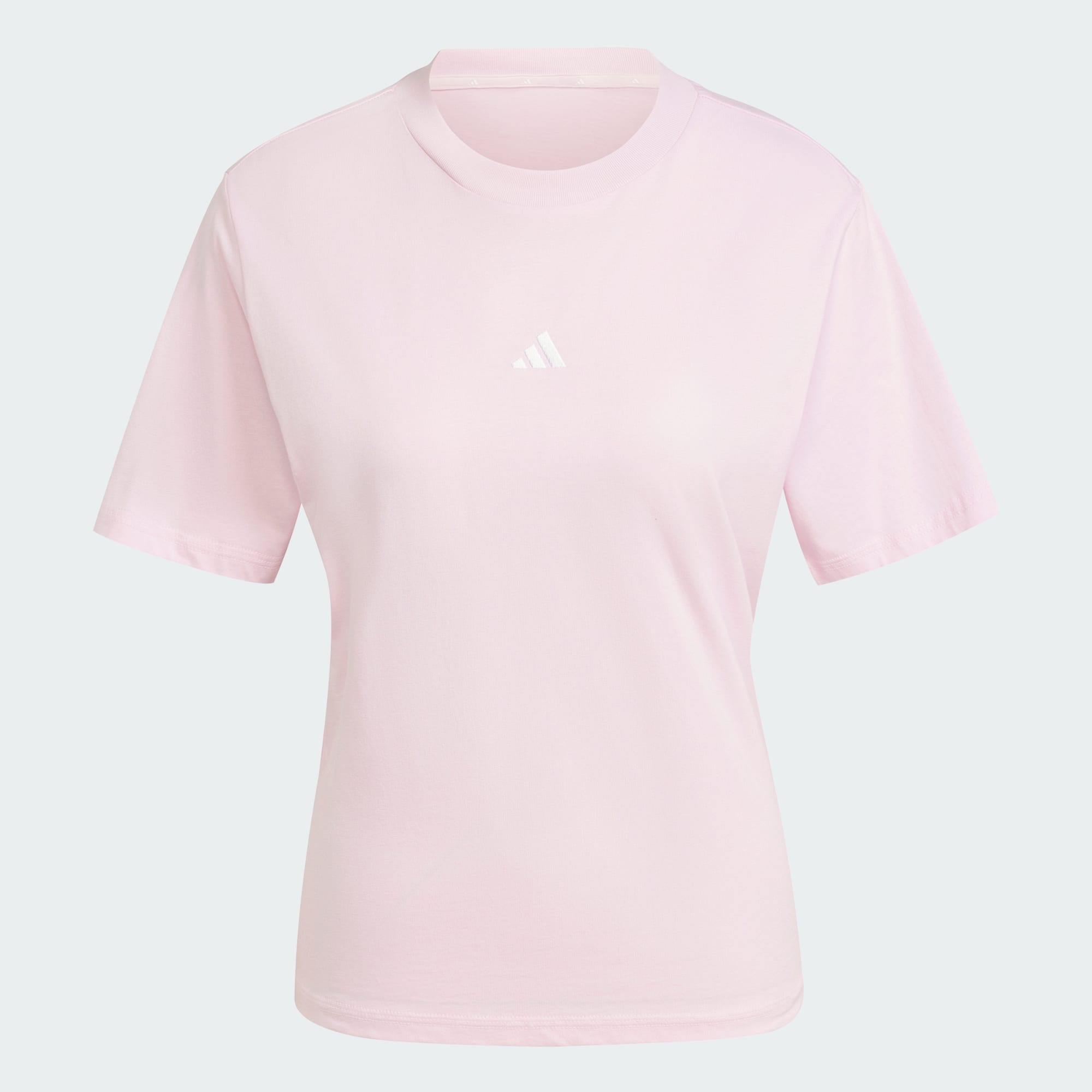 Adidas Women's Small Logo Cotton Pink Tee
