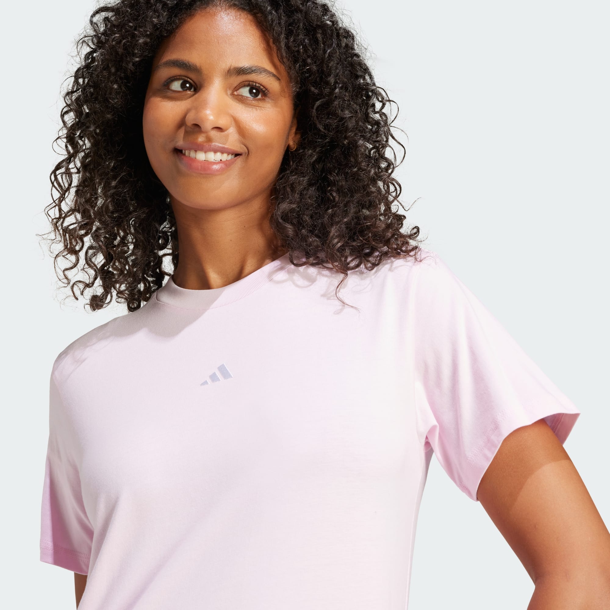 Adidas Women's Small Logo Cotton Pink Tee