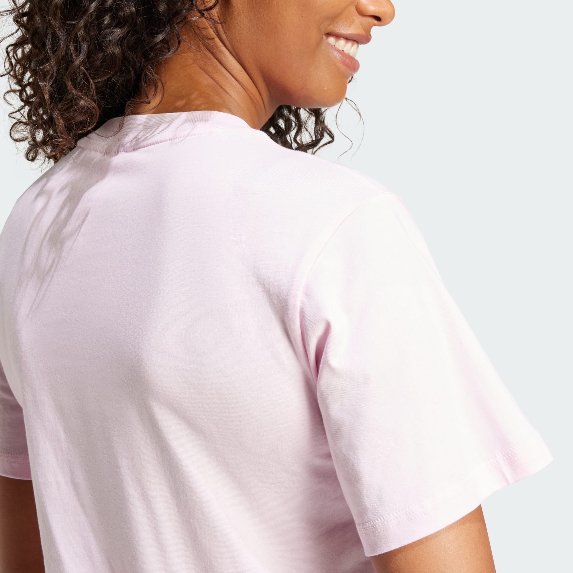 Adidas Women's Small Logo Cotton Pink Tee