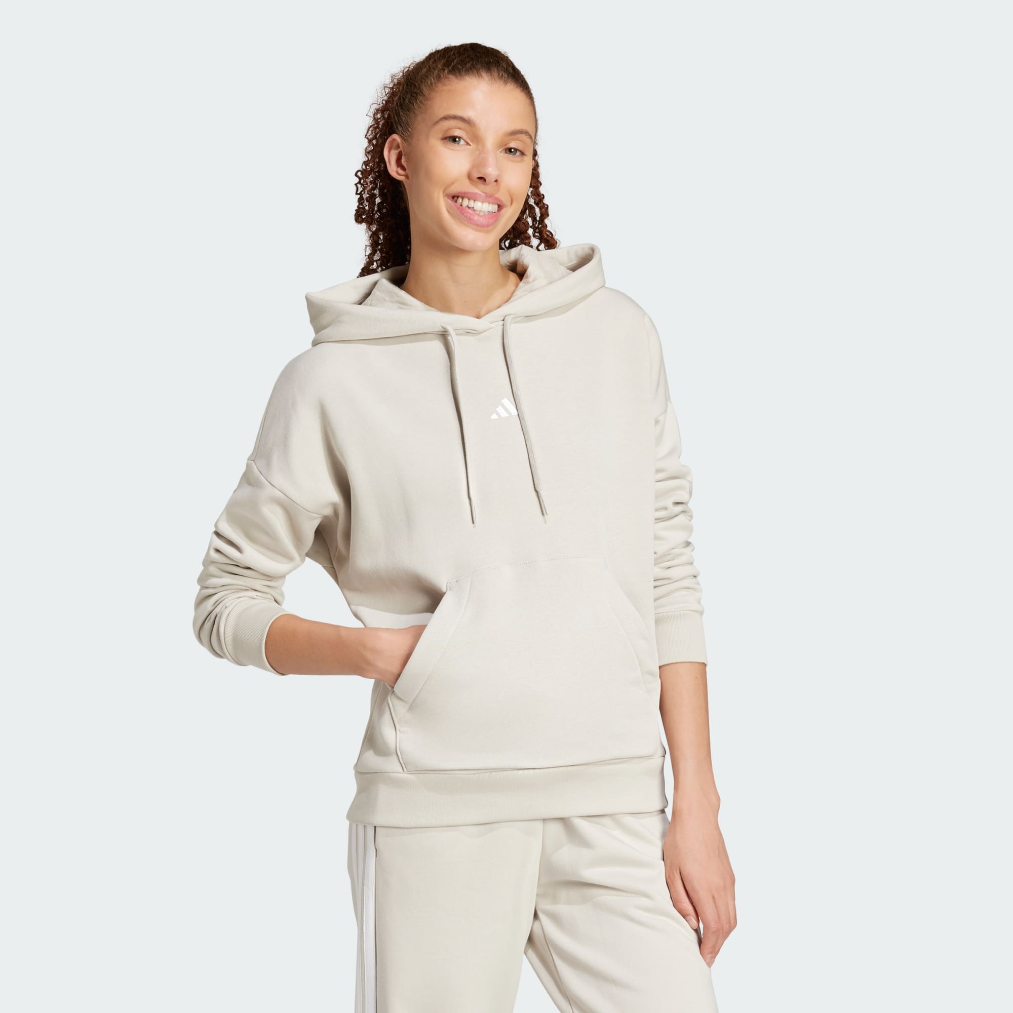 Adidas Women's Small Logo Feelcozy Fleece Alumina Hoodie