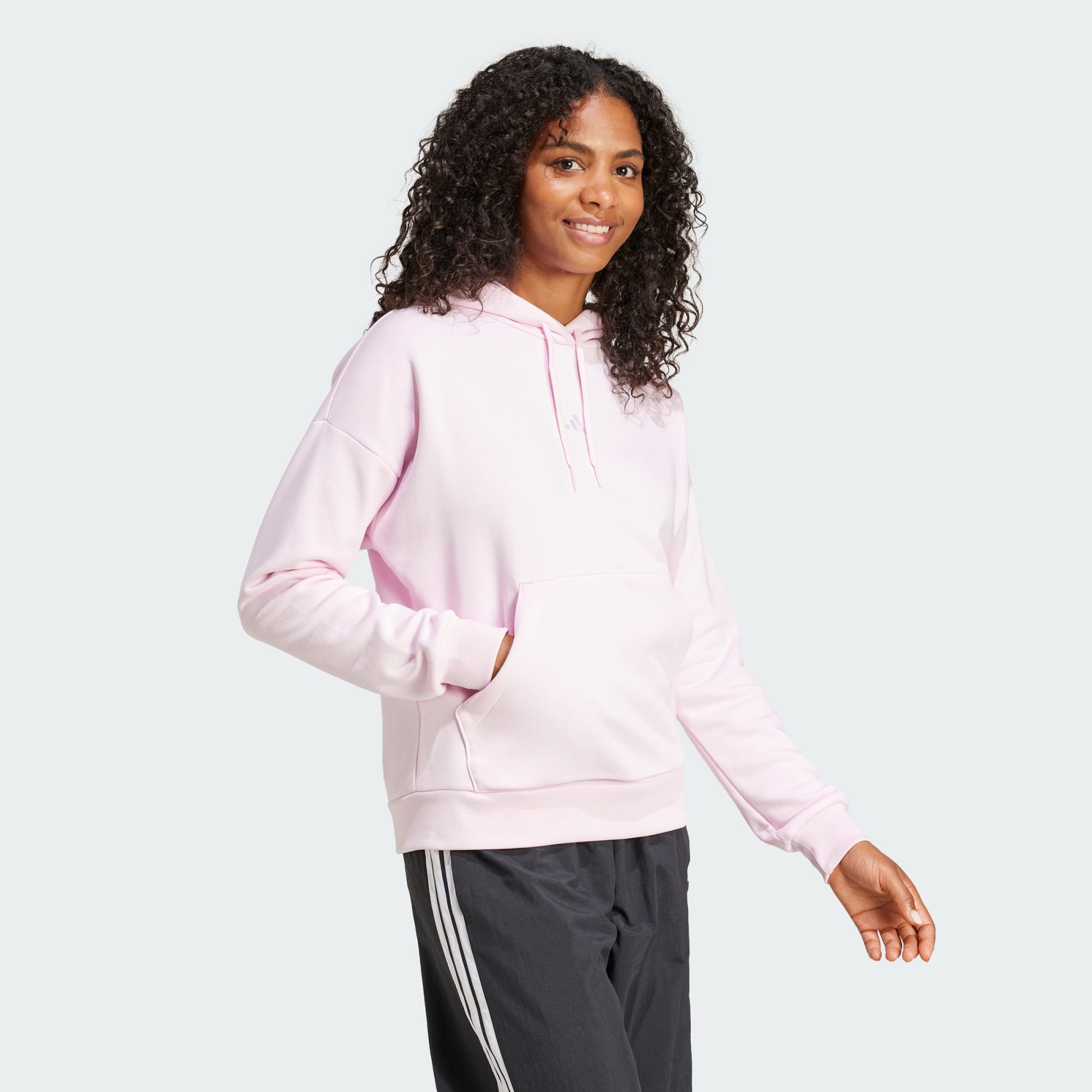 Adidas Women's Essentials Small Logo Feel Cozy Pink Hoodie