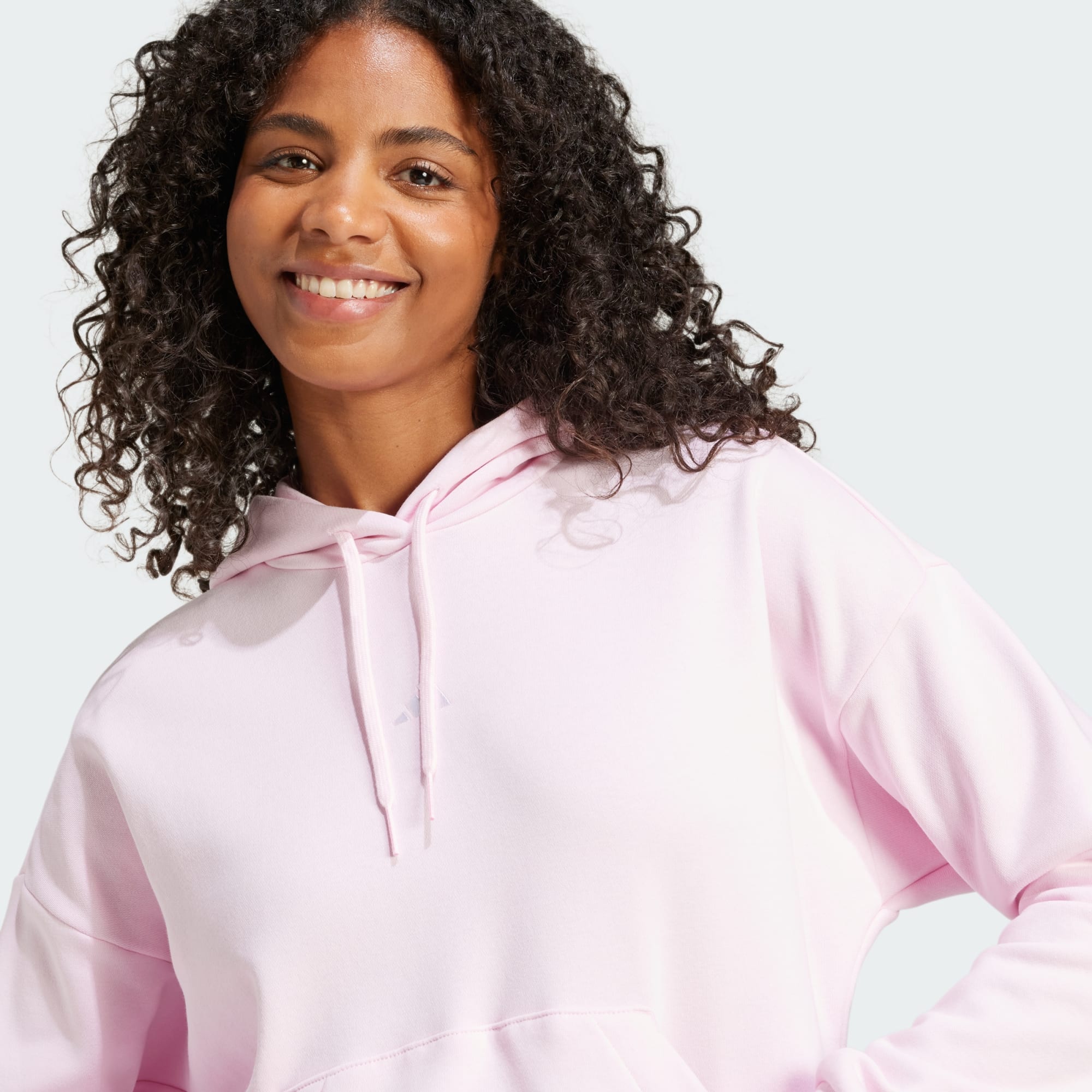 Adidas Women's Essentials Small Logo Feel Cozy Pink Hoodie