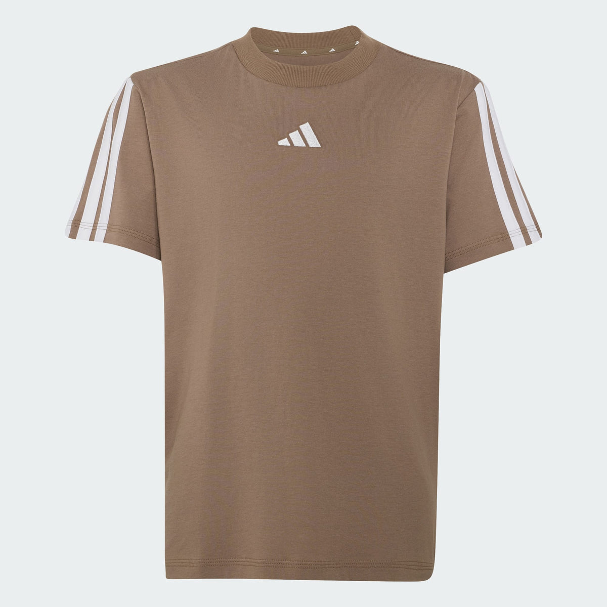 ADIDAS KID'S ESSENTIALS 3-STRIPES KHAKI/WHITE TEE