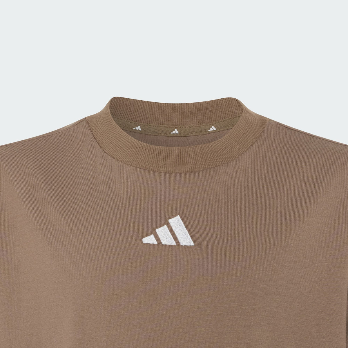 ADIDAS KID'S ESSENTIALS 3-STRIPES KHAKI/WHITE TEE