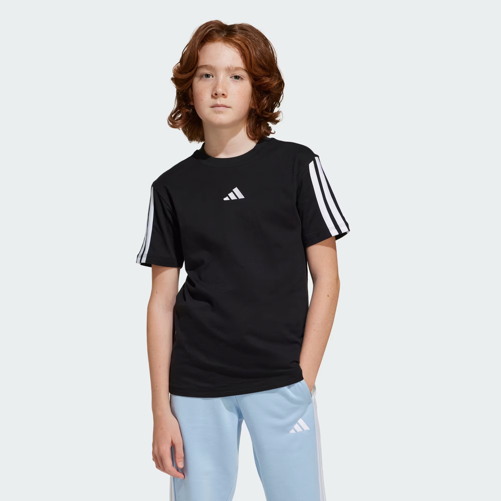 Adidas Kid's 3-Stripes Black Tee