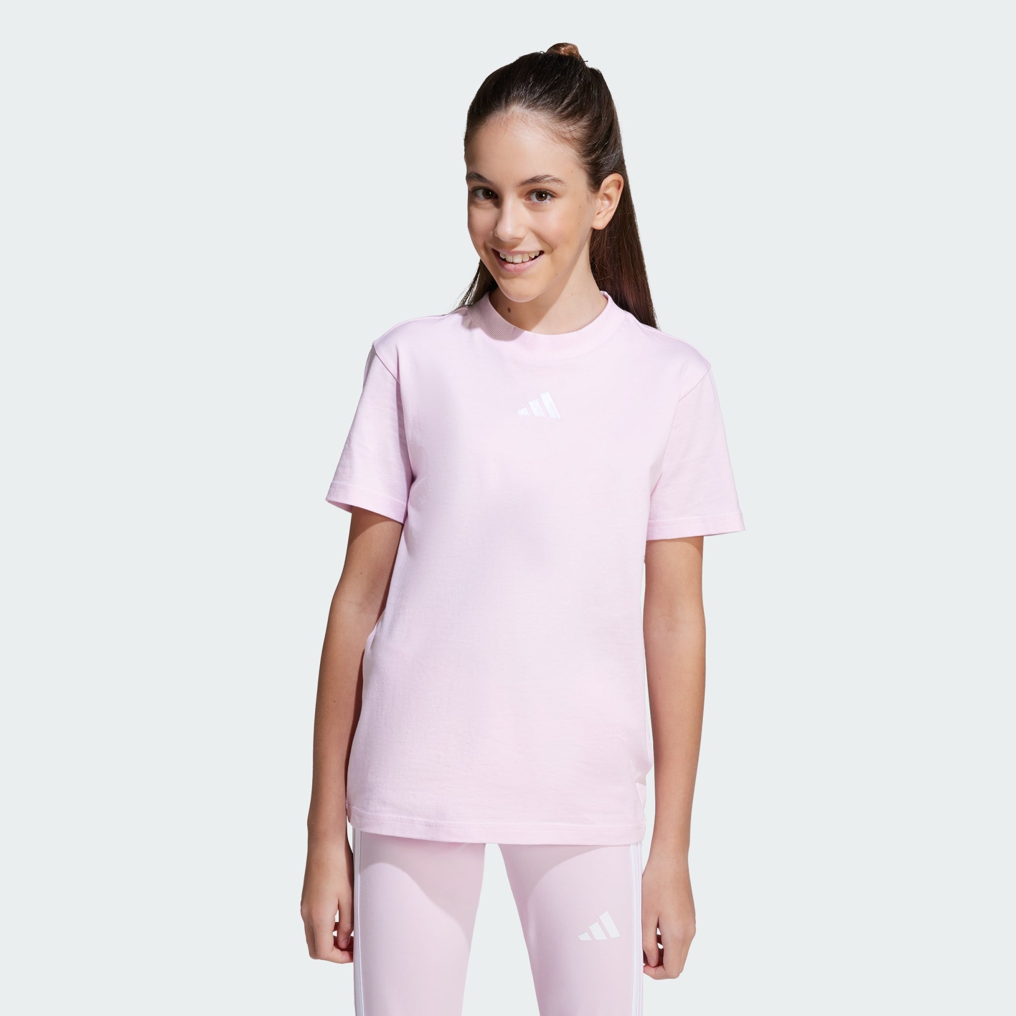 ADIDAS KID'S ESSENTIALS SMALL LOGO PINK TEE