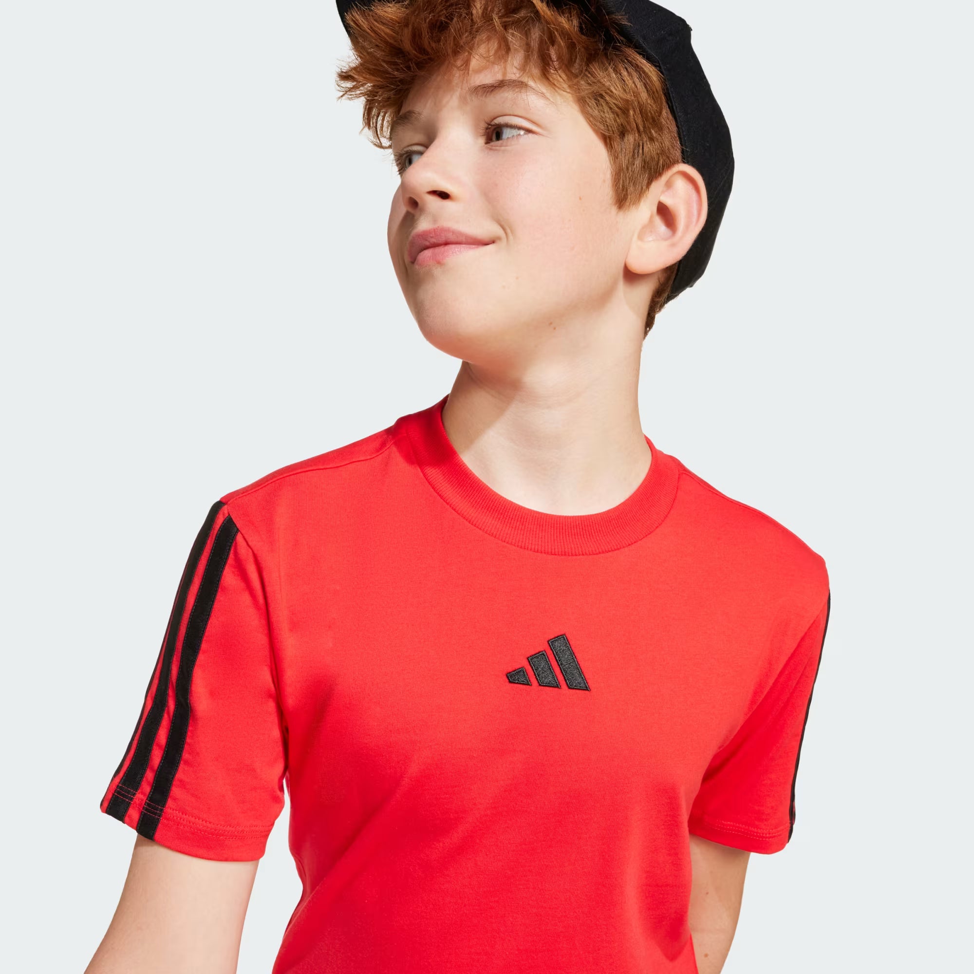 Adidas Kid's 3-Stripes Red Tee