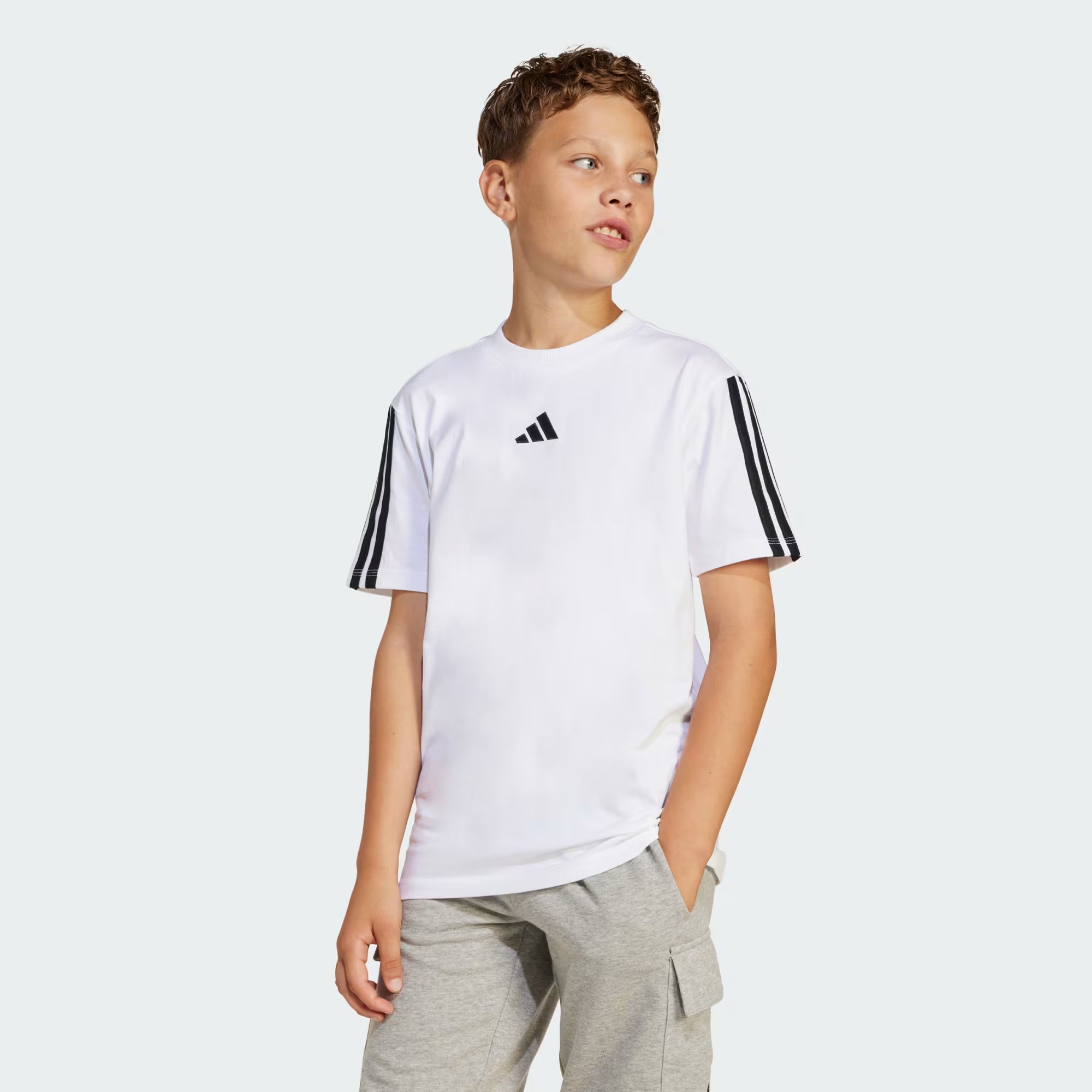 Adidas Kid's 3-Stripes White Tee