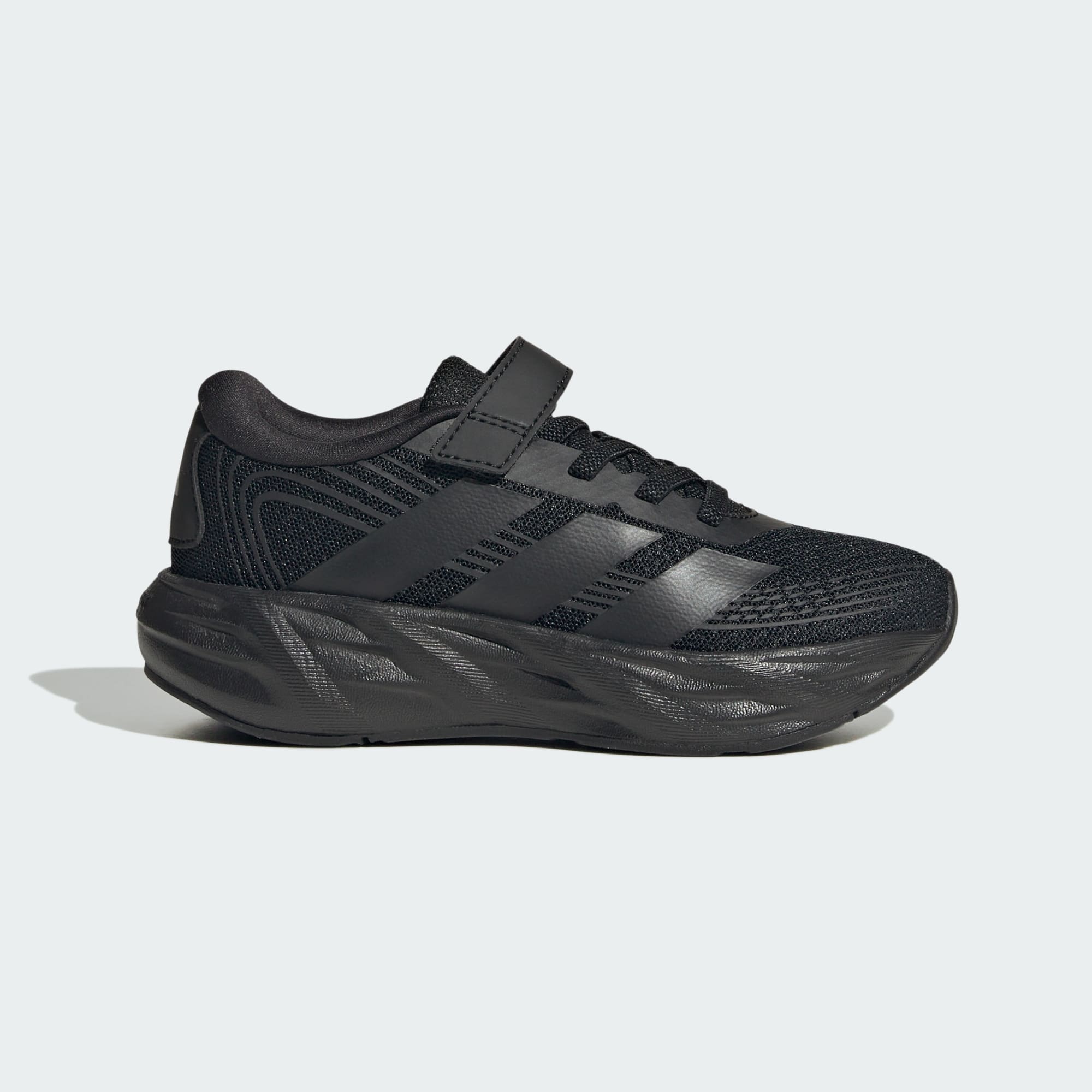 ADIDAS KID'S HOOK N' LOOP GALAXY 8 TRIPLE BLACK RUNNING SHOES