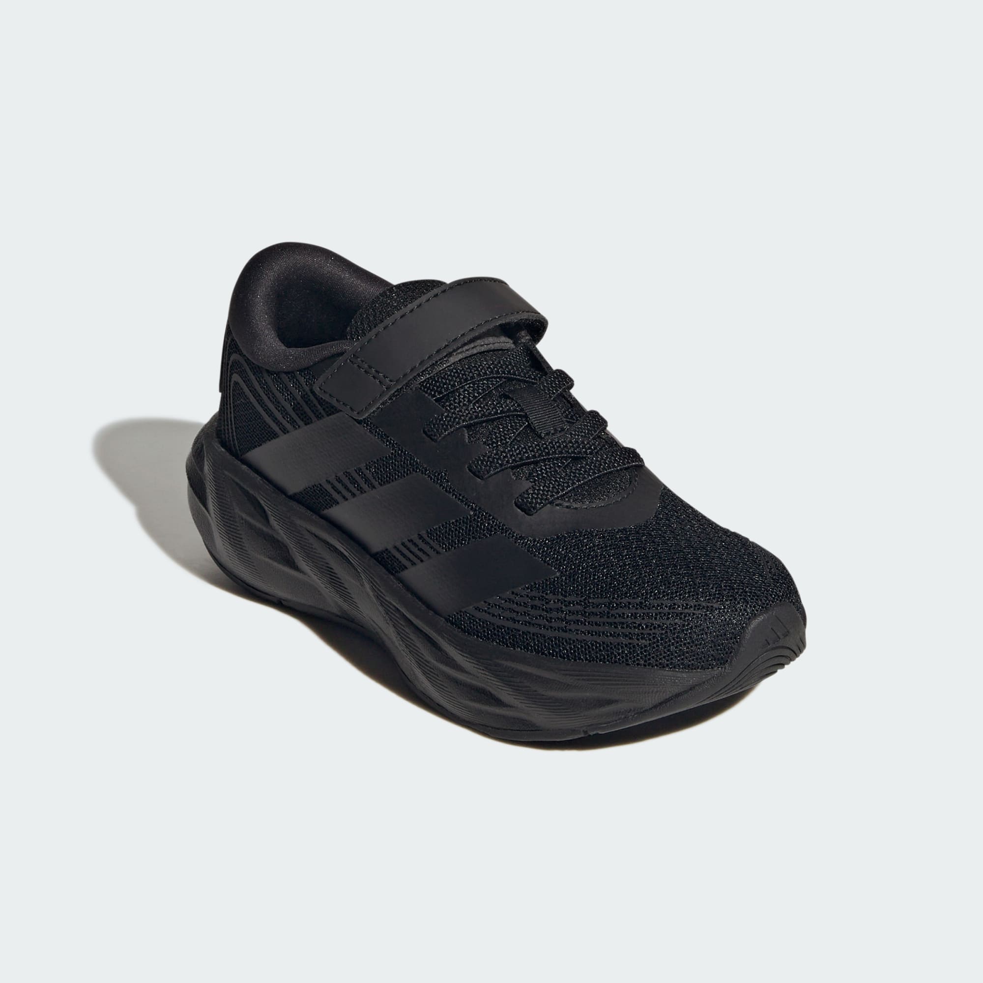 ADIDAS KID'S HOOK N' LOOP GALAXY 8 TRIPLE BLACK RUNNING SHOES