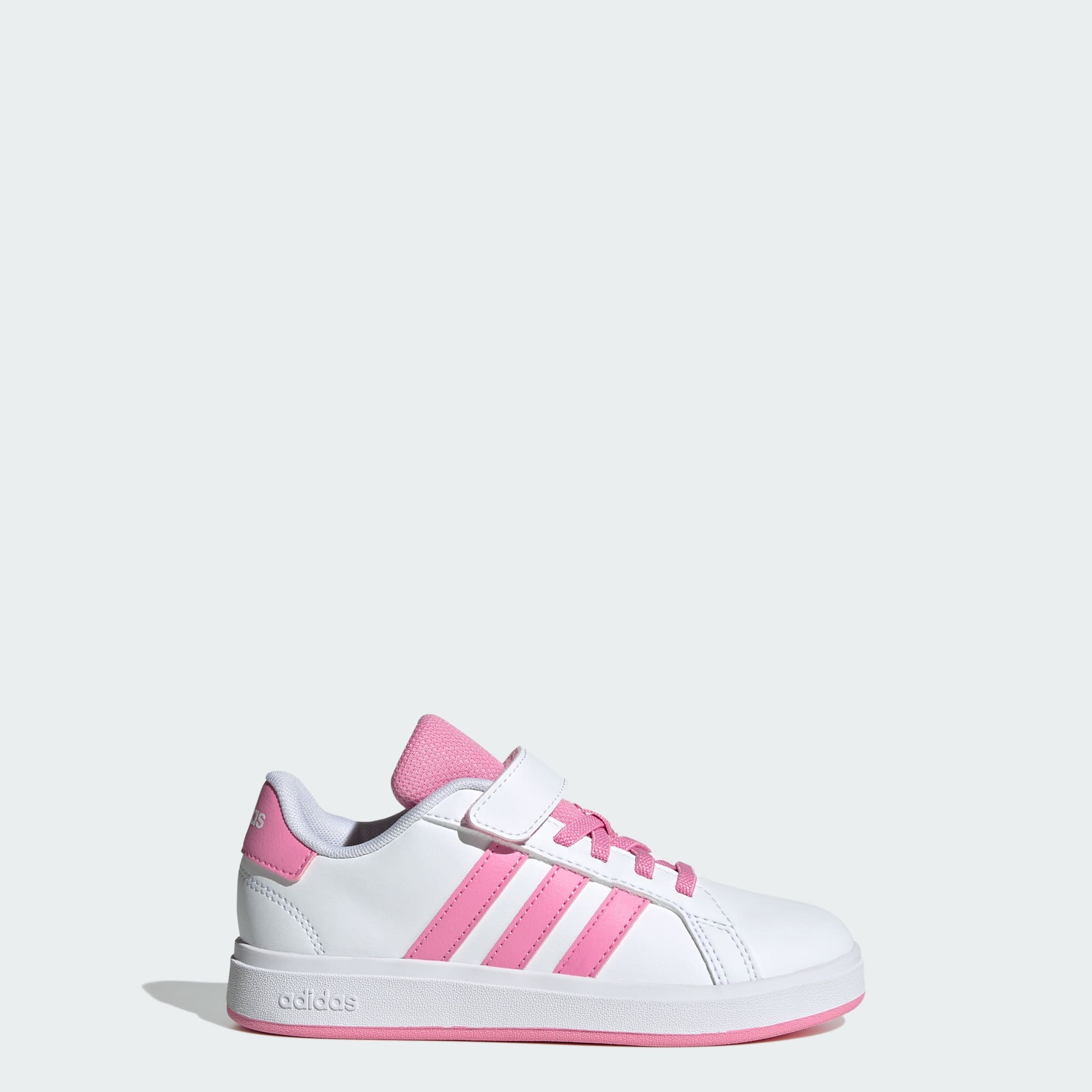 Adidas Kid's Grand Court 2.0 Hook N' Loop White/Pink Sneaker Shoes