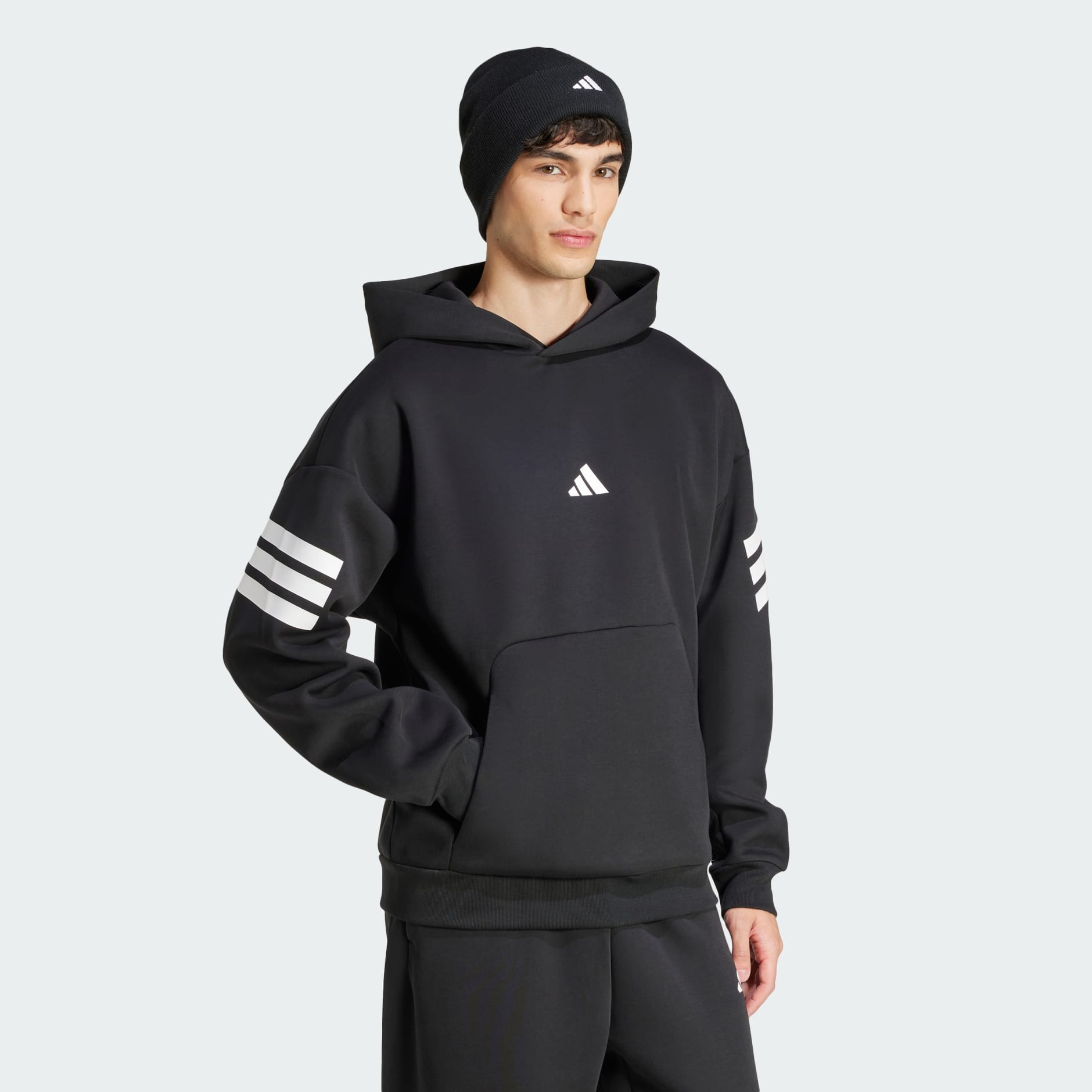 Adidas Men's Future Icons 3-Stripes Black Hoodie