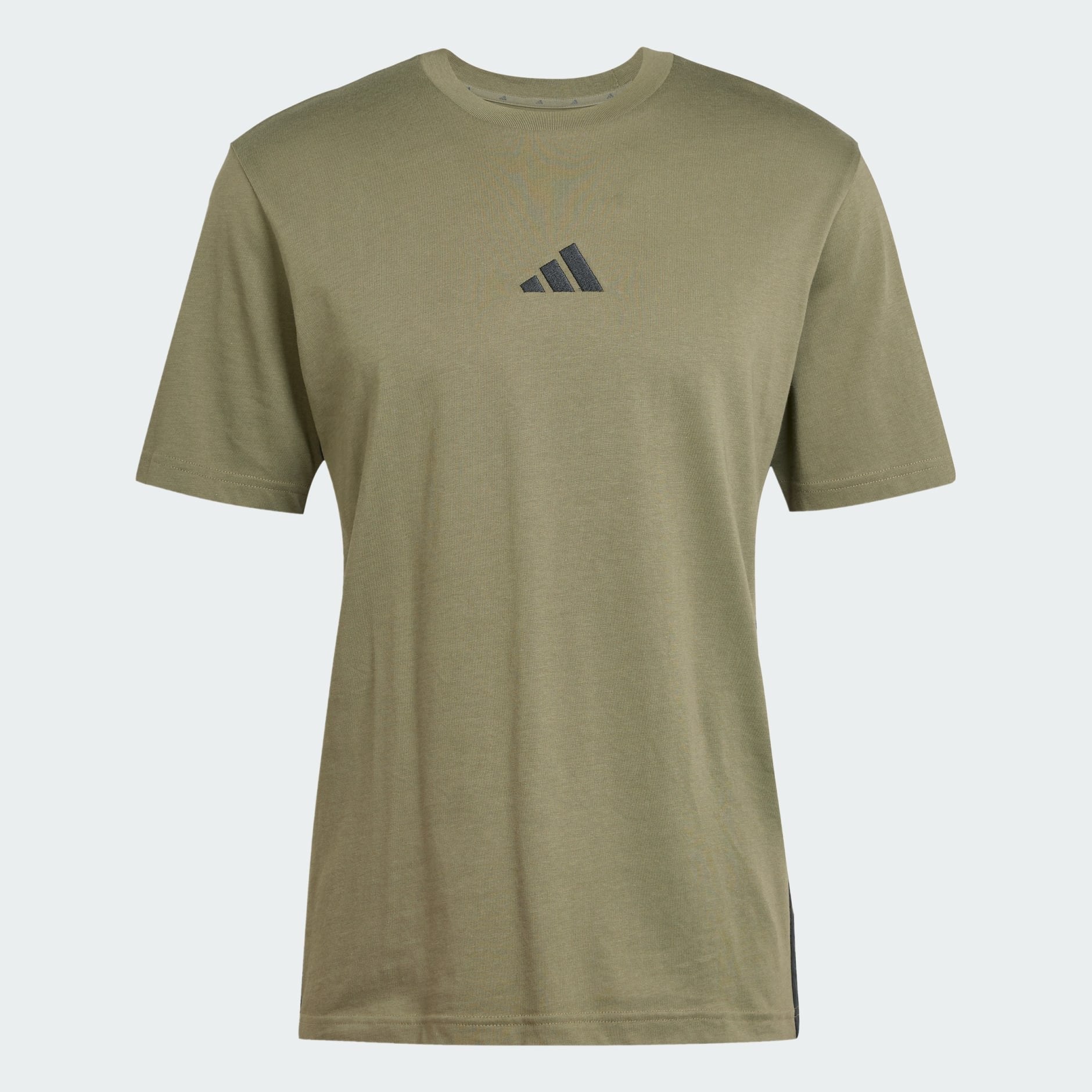Adidas Men's 3-Stripes Small Logo Olive Tee