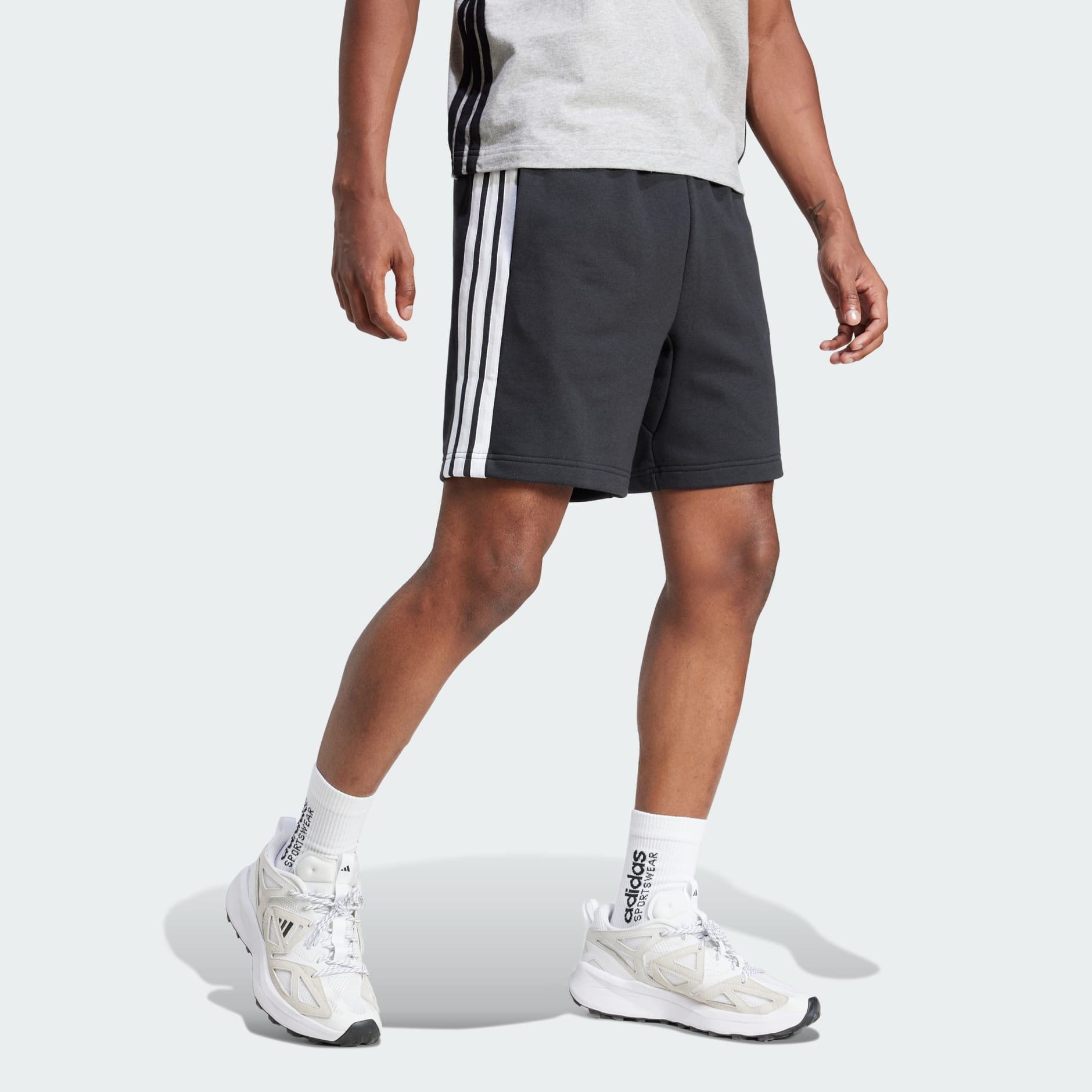 Adidas Men's 3-Stripes French Terry Black Shorts