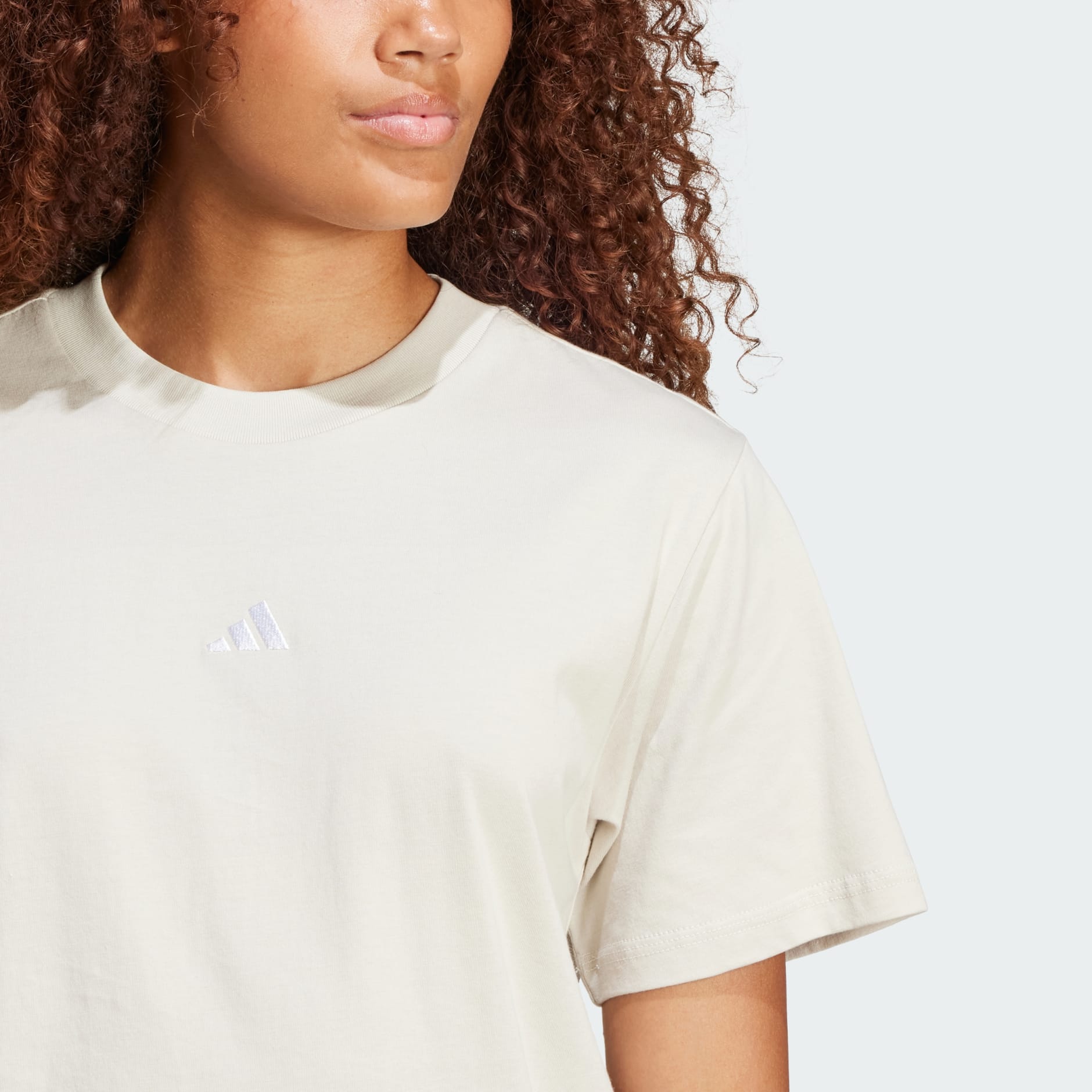 Adidas Womens Small Logo Beige Tee