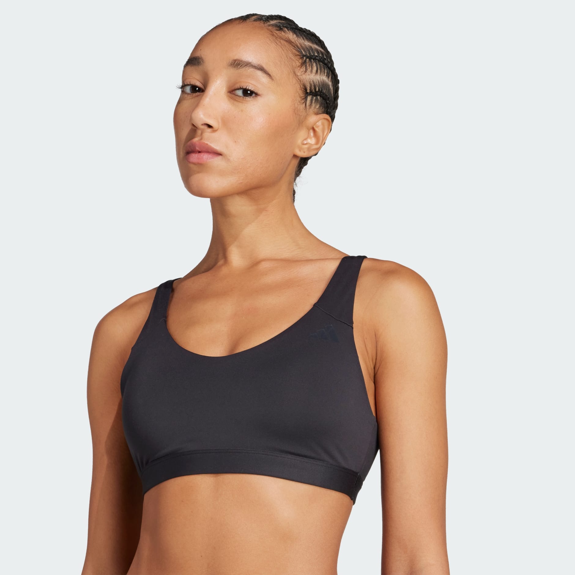 ADIDAS WOMEN'S ALL ME ESSENTIALS MEDIUM SUPPORT BLACK BRA