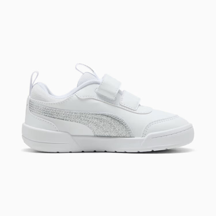 Puma Kid's Multiflex Hook N' Loop White/Silver Sneaker Shoes