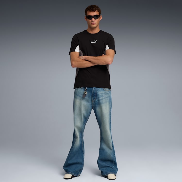 PUMA MEN'S ESSENTIALS BLOCK BLACK/GREY TEE