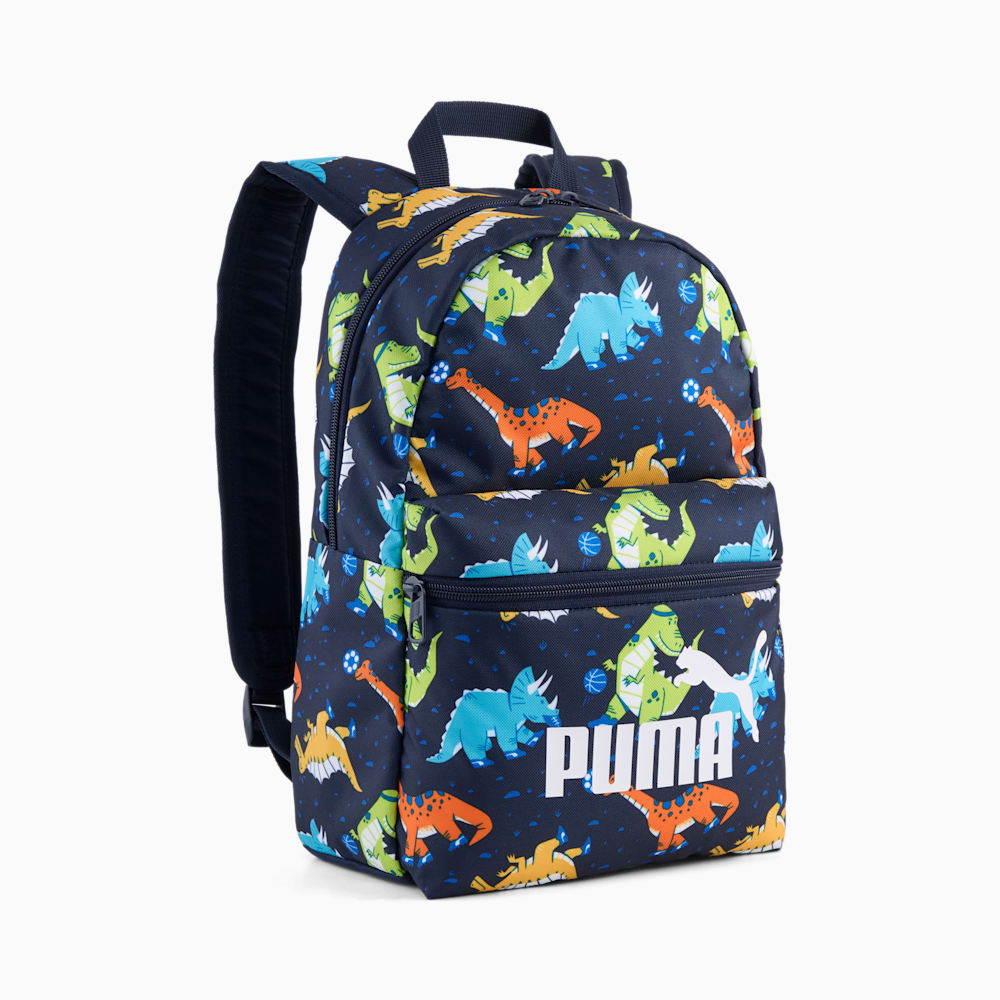 PUMA PHASE SMALL 13L SPORTY DINO ALL-OVER PRINT NAVY BACKPACK