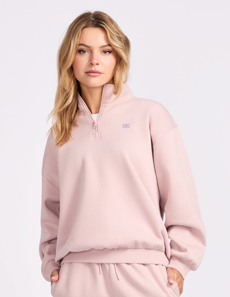 RUSSELL ATHLETIC WOMEN'S R LOGO LILAC QUARTER ZIP
